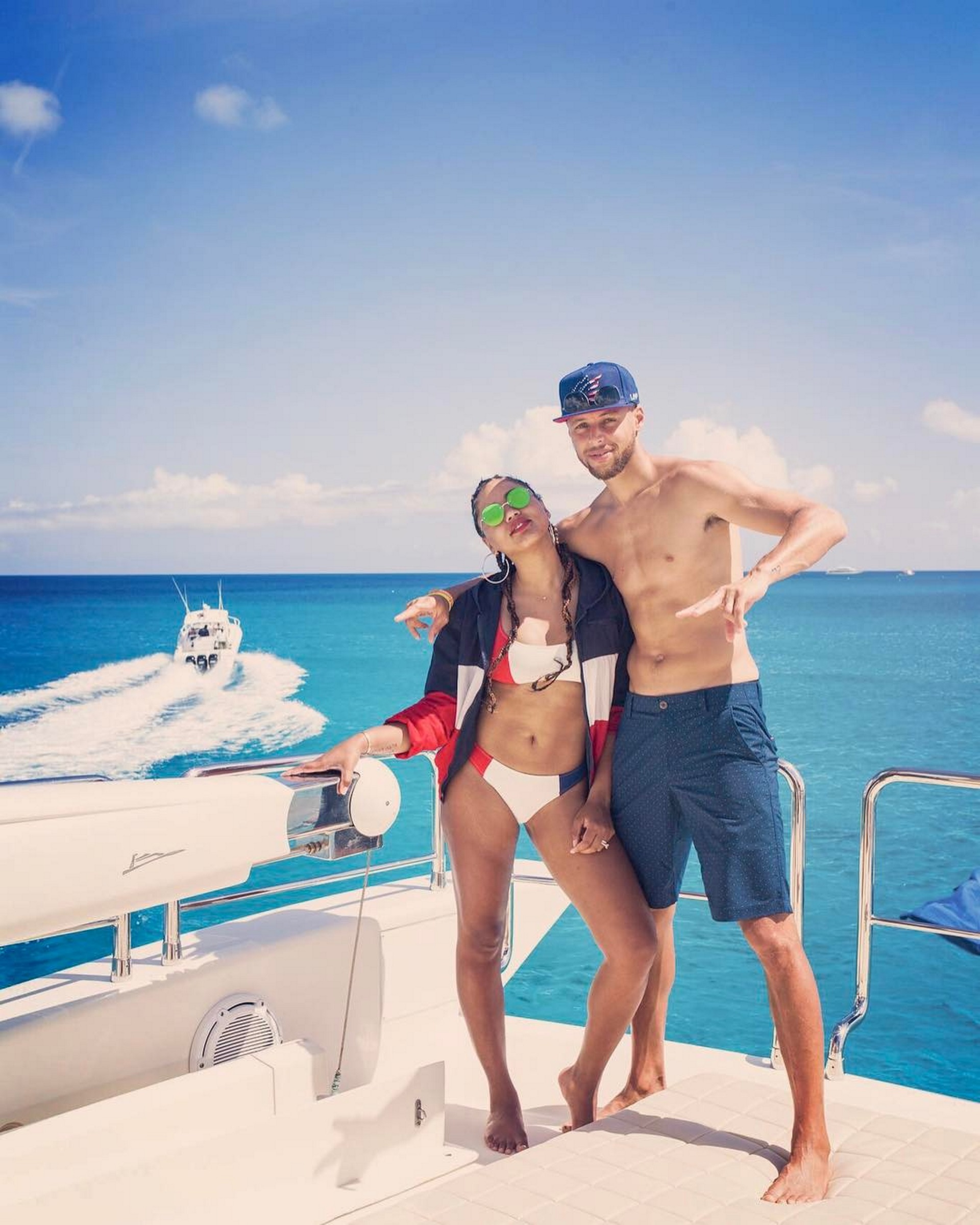 Stephen Curry y su mujer, Ayesha, eligieron pasear en yate por el caribe