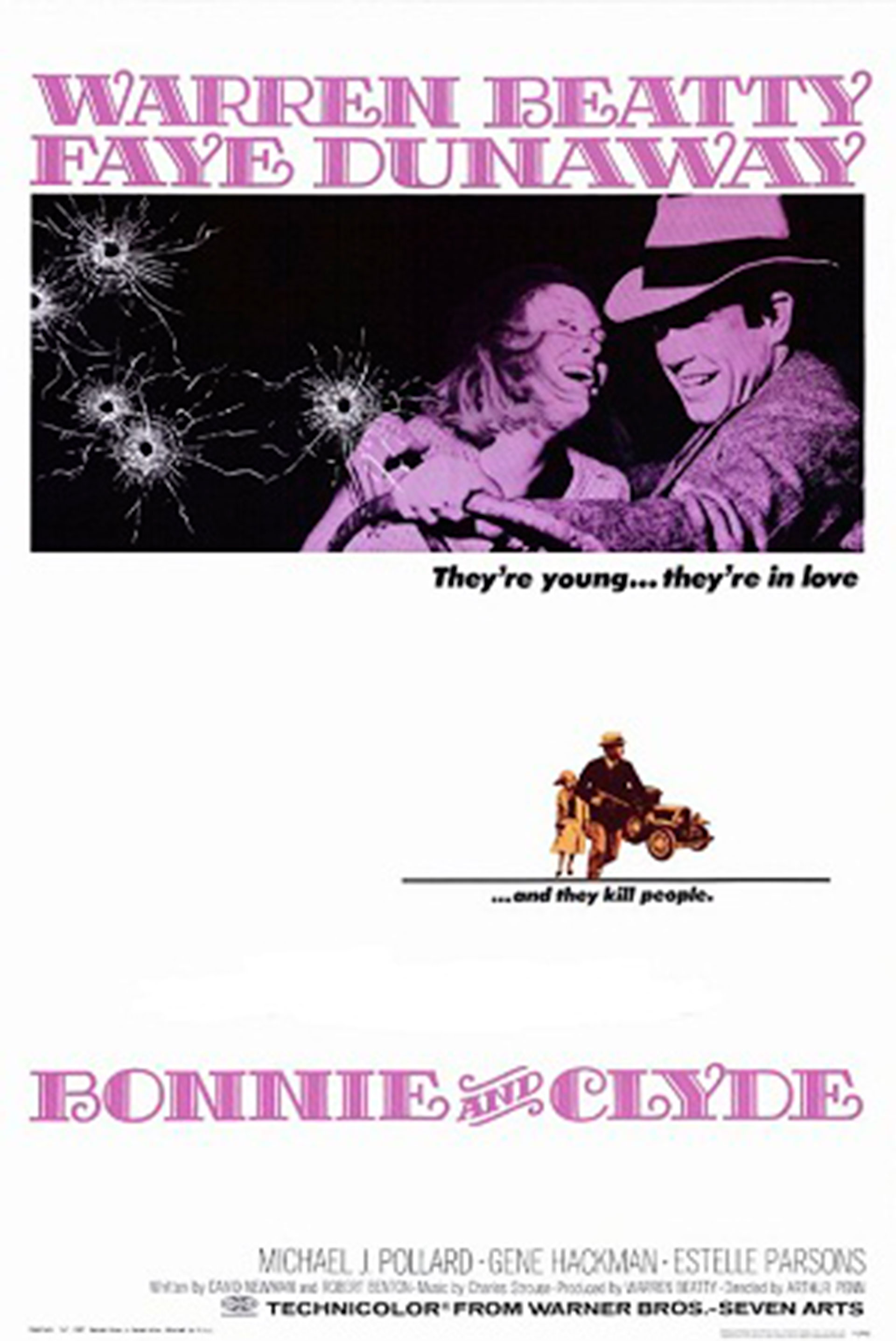 Publicidad del filme con Warren Beatty y Faye Dunaway