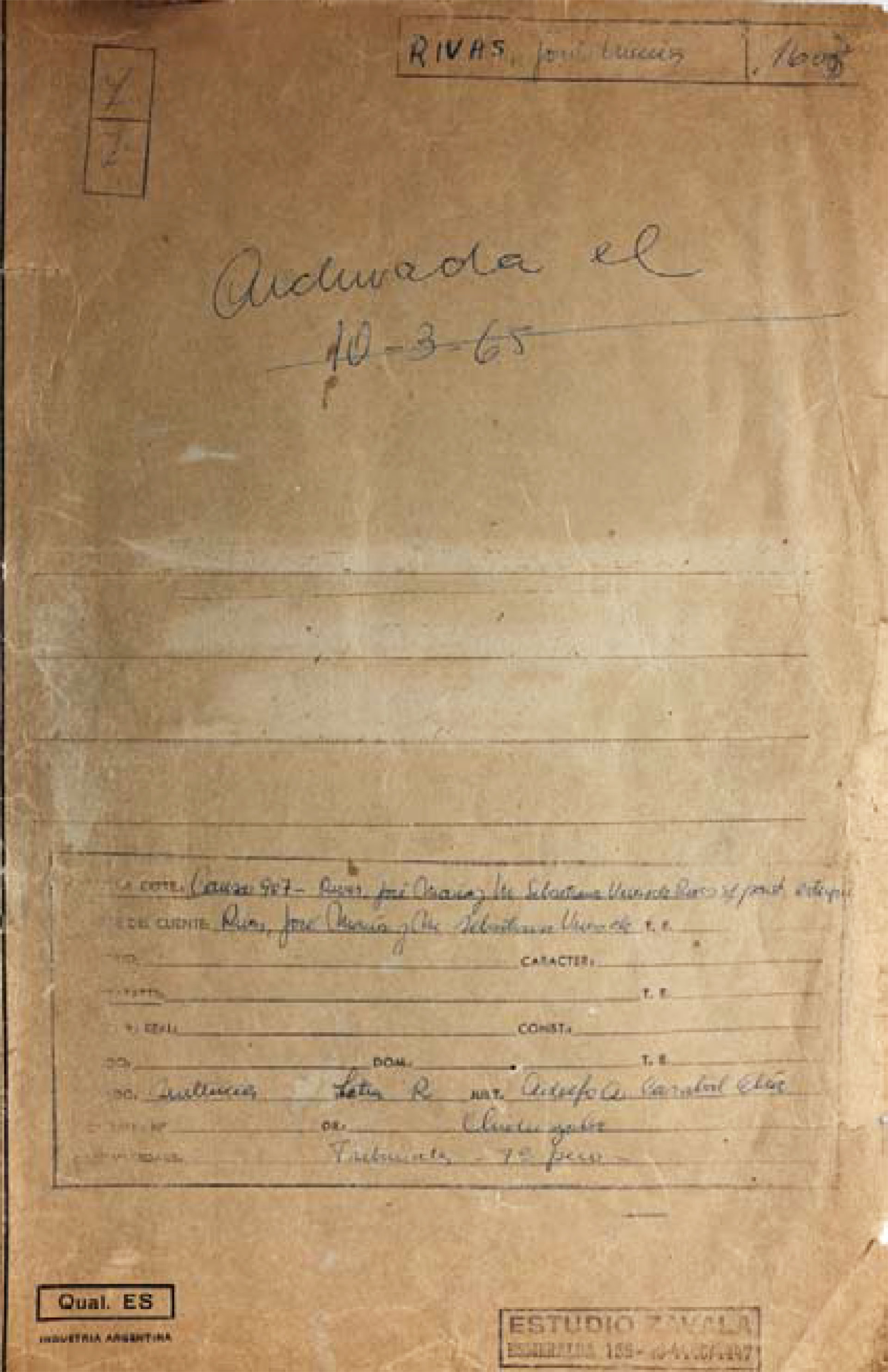 La causa judicial contra los Rivas (archivo de Juan Ovidio Zavala)