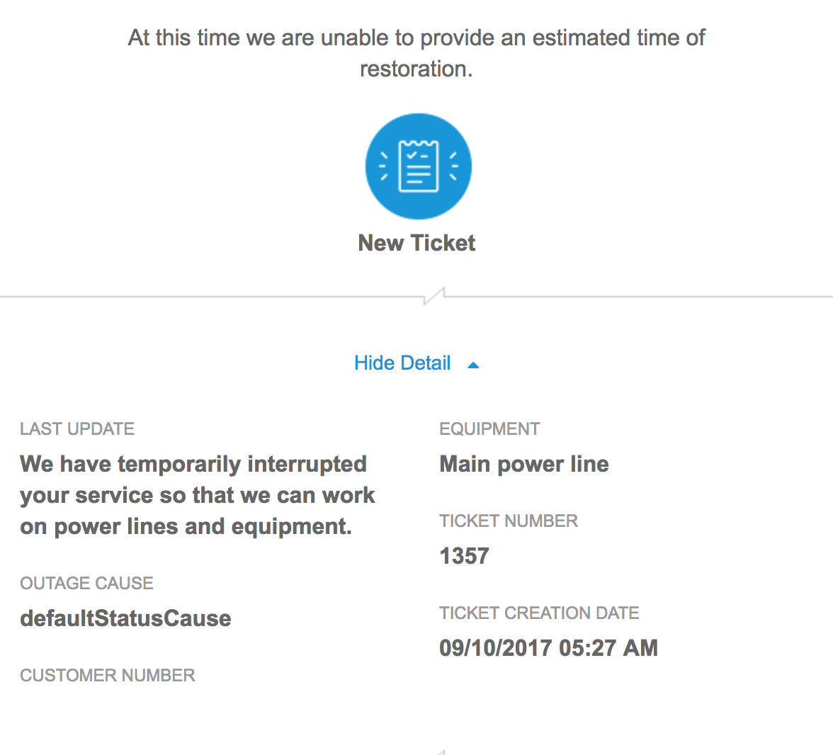 “Sabemos que se reportó una interrupción en tu localidad”, “Hemos interrumpido temporalmente su servicio…”, la compañía de energía envió el aviso de corte a cada usuario.