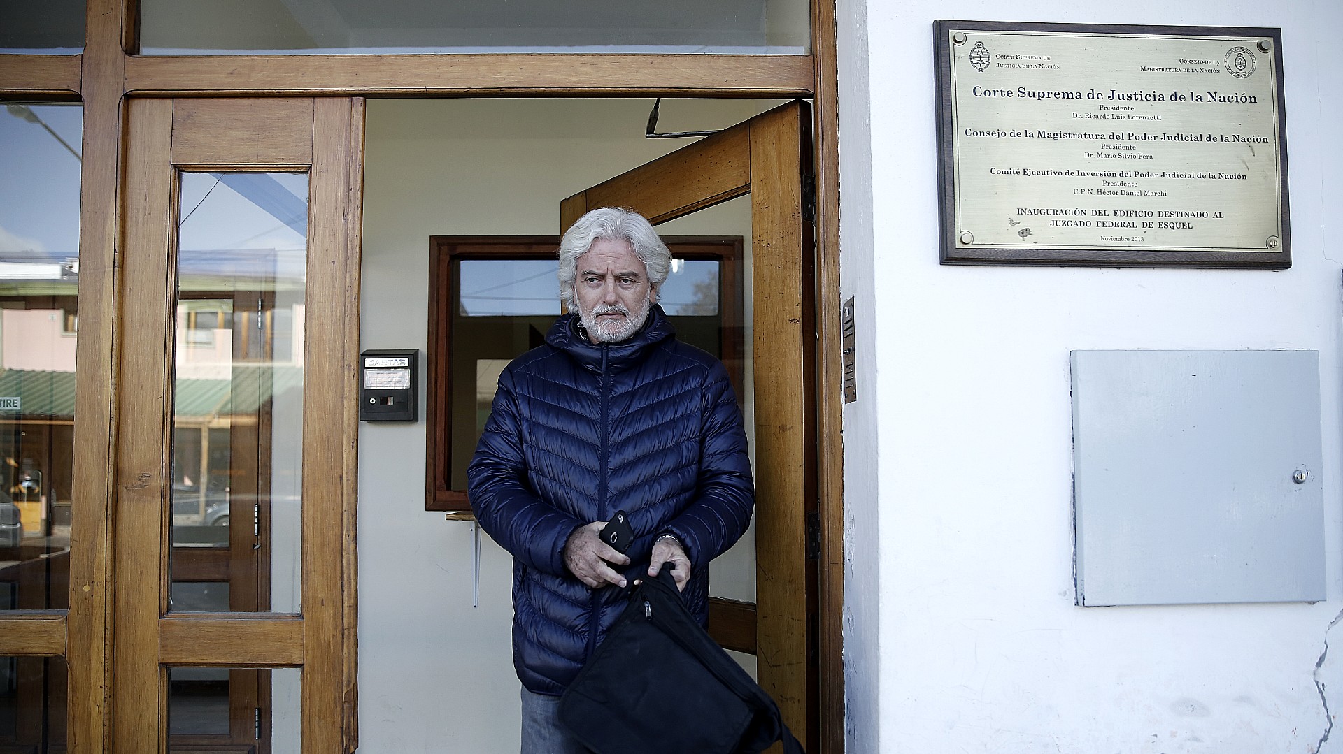 Ariel Garbarz, en los tribunales federales de Esquel (Nicolás Stulberg)