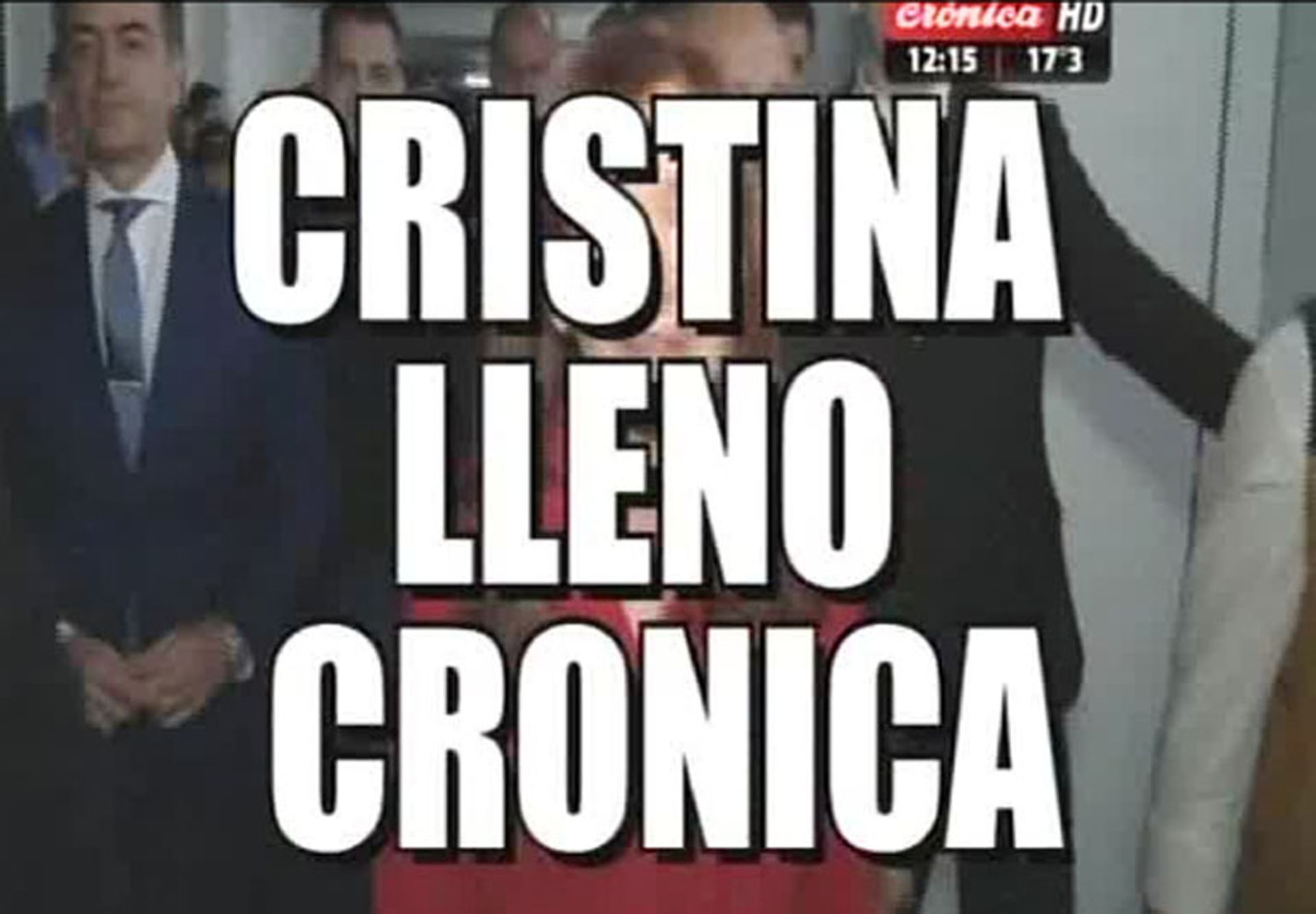 Placa de Crónica TV sobre la visita de Cristina kirchner