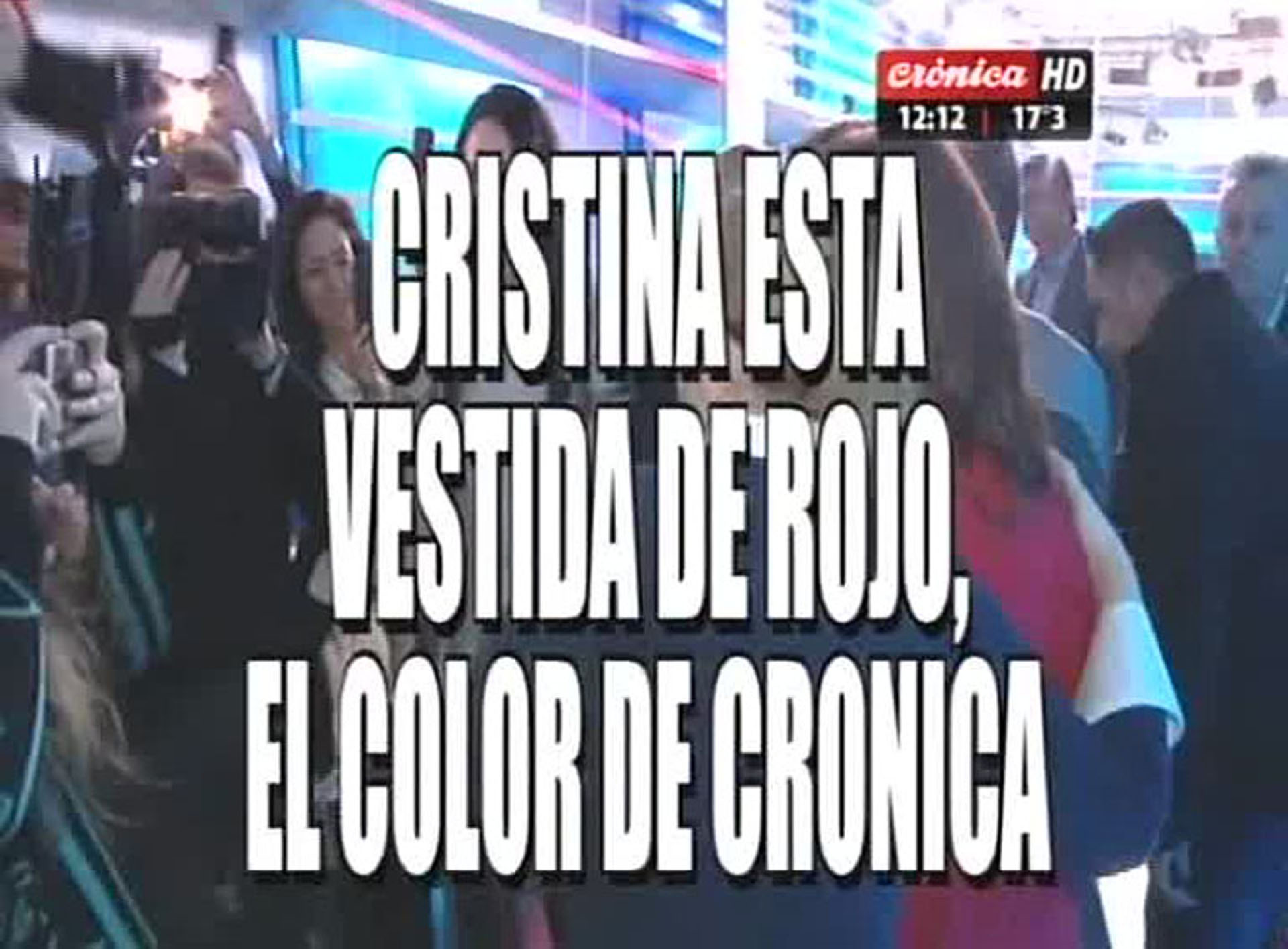 Placa de Crónica TV sobre la visita de Cristina kirchner