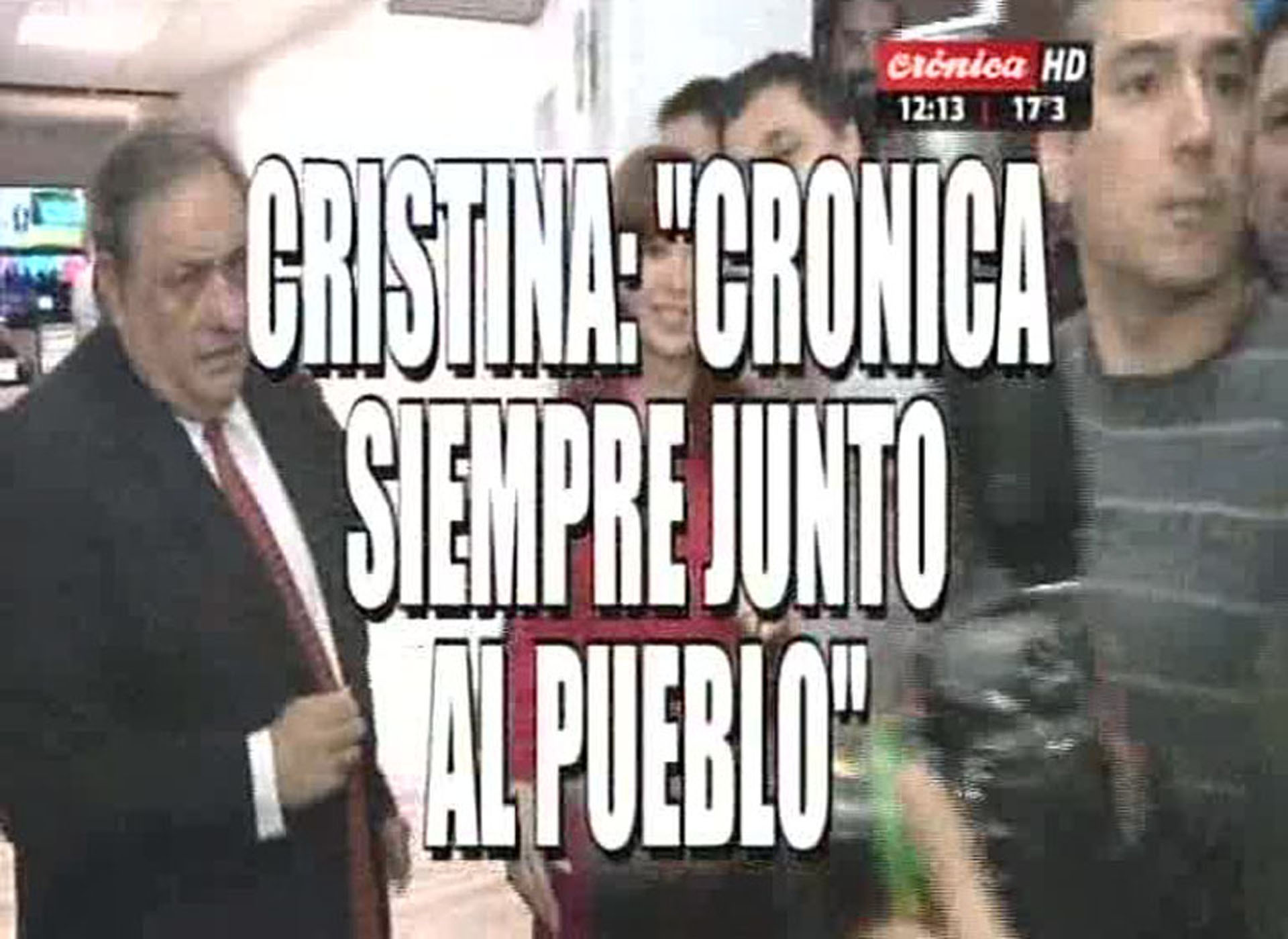 Placa de Crónica TV sobre la visita de Cristina kirchner