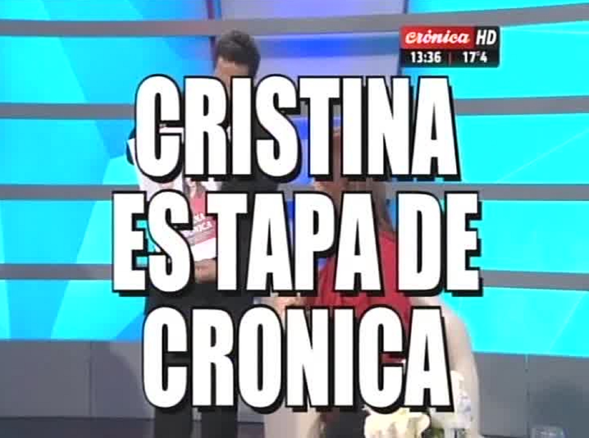 Placa de Crónica TV sobre la visita de Cristina Kirchner