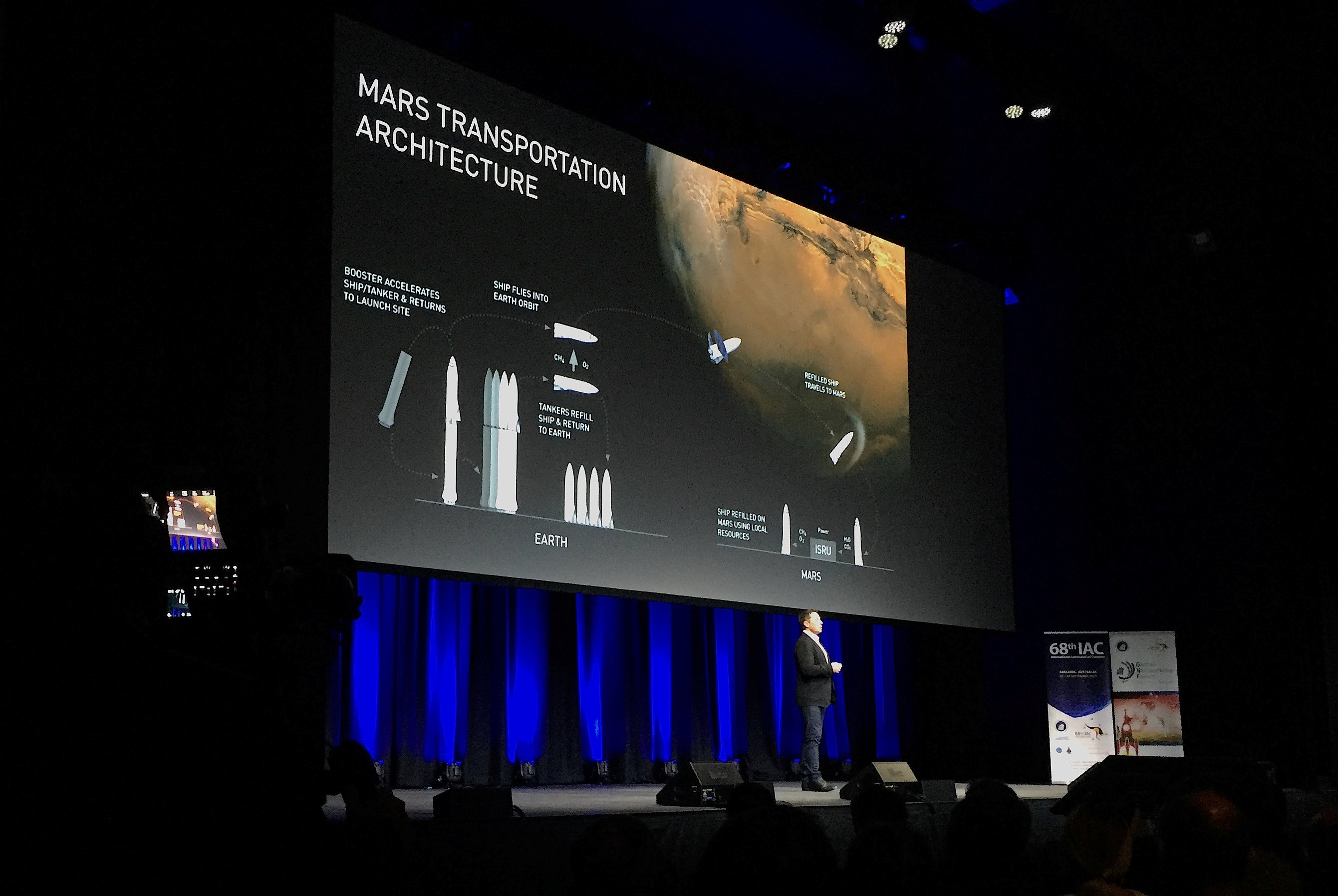 Elon Musk durante el Congreso Astronáutico Internacional que se realiza en Adelaida, Australia (Reuters)