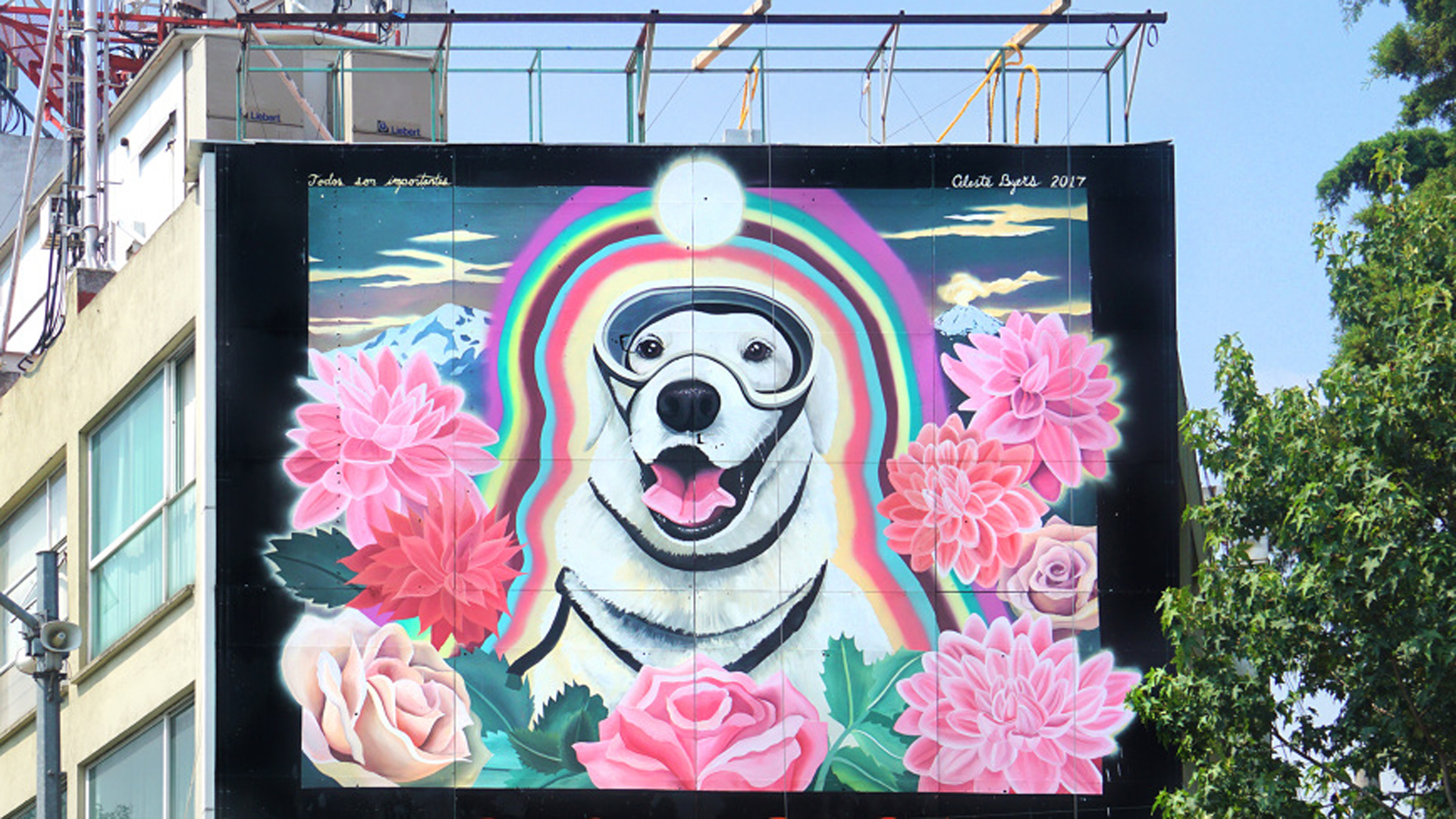 La muralista realizó el trabajo en ocho días con ayuda del artista local de graffiti, Uneg (celestebyers)