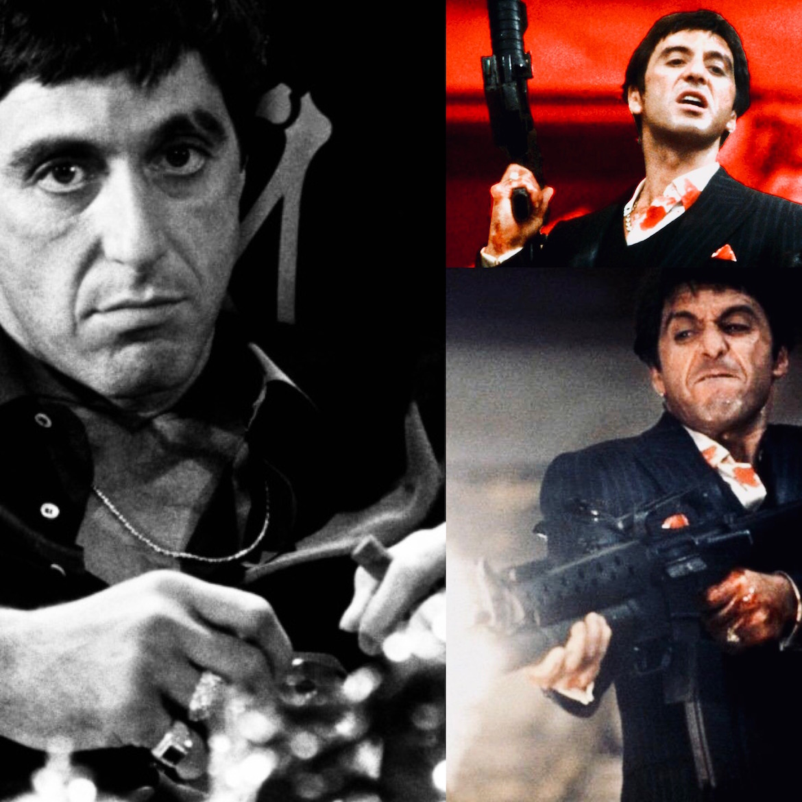 Al Pacino protagonizó el film escrito por Oliver Stone, quien más tarde confesaría haberlo creado mientras se encontraba atravesando una lucha personal con el abuso de cocaína