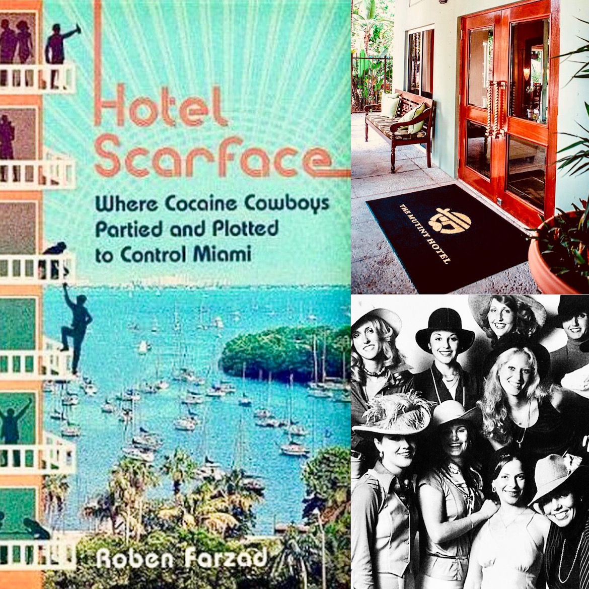 El libro de Roben Farzad repasa las anécdotas más insólitas que rodearon al hotel Mutiny, hoy convertido en un edificio de condominios. Debajo, las “chicas Mutiny” preparadas para atender a los clientes del establecimiento
