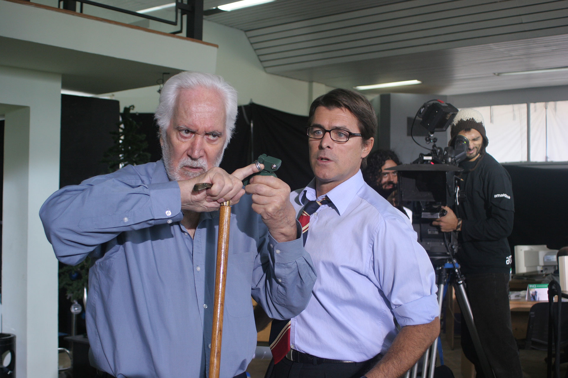 Junto a Gabriel Corrado en el rodaje de Acorralados.