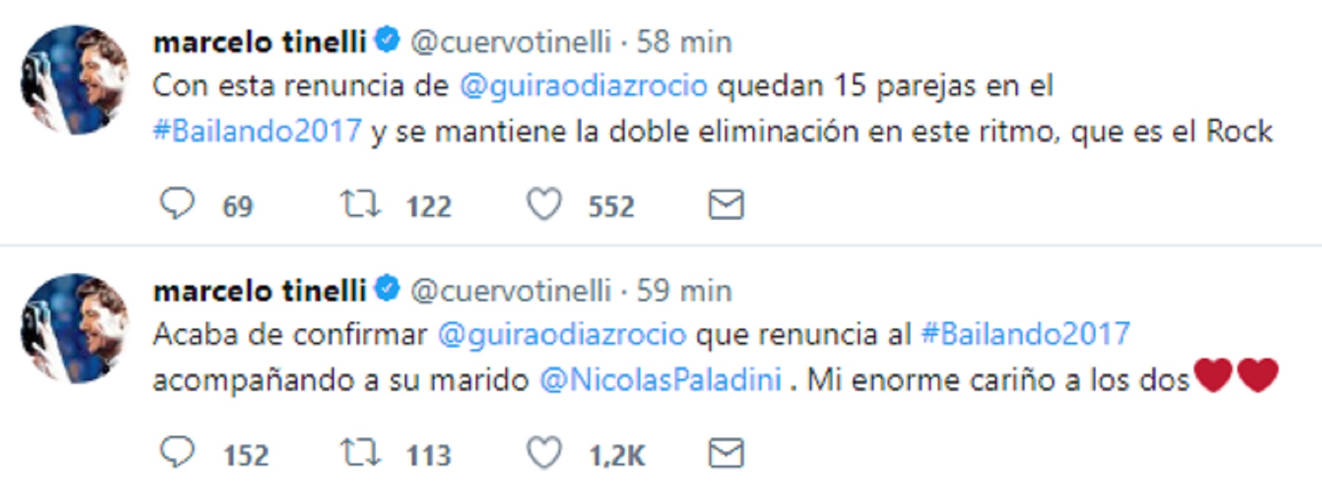 Tinelli anunció la renuncia de Rocío Guirao Díaz al “Bailando 2017”