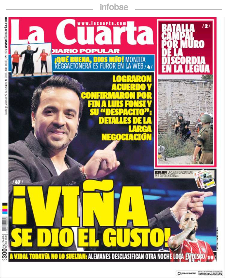 La Cuarta, Chile, 27 de octubre de 2017 | FM Laser 103.5 - Tucumán La Cuarta, Chile, 27 de octubre de 2017 | FM Laser 103.5 - Tucumán