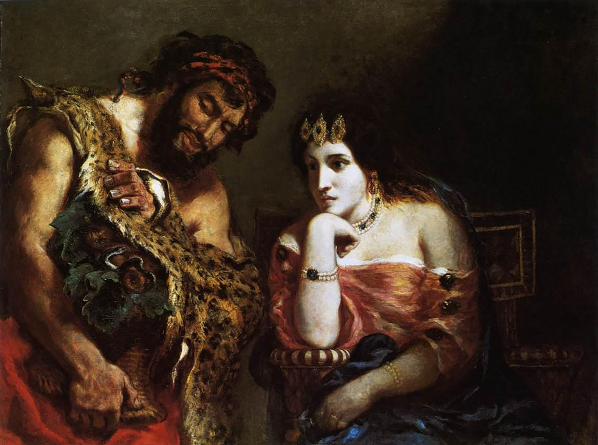 Cleopatra y el campesino, óleo de Delacroix