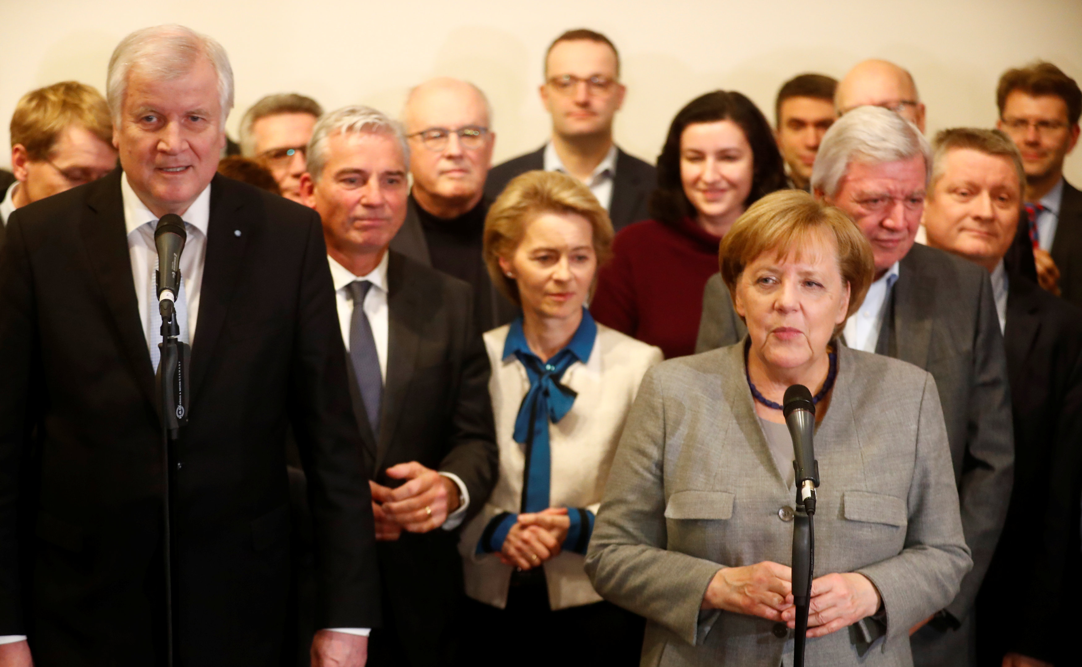 La canciller alemana Angela Merkel durante el anuncio del fracaso de las negociaciones para formar un gobierno (REUTERS/Hannibal Hanschke)
