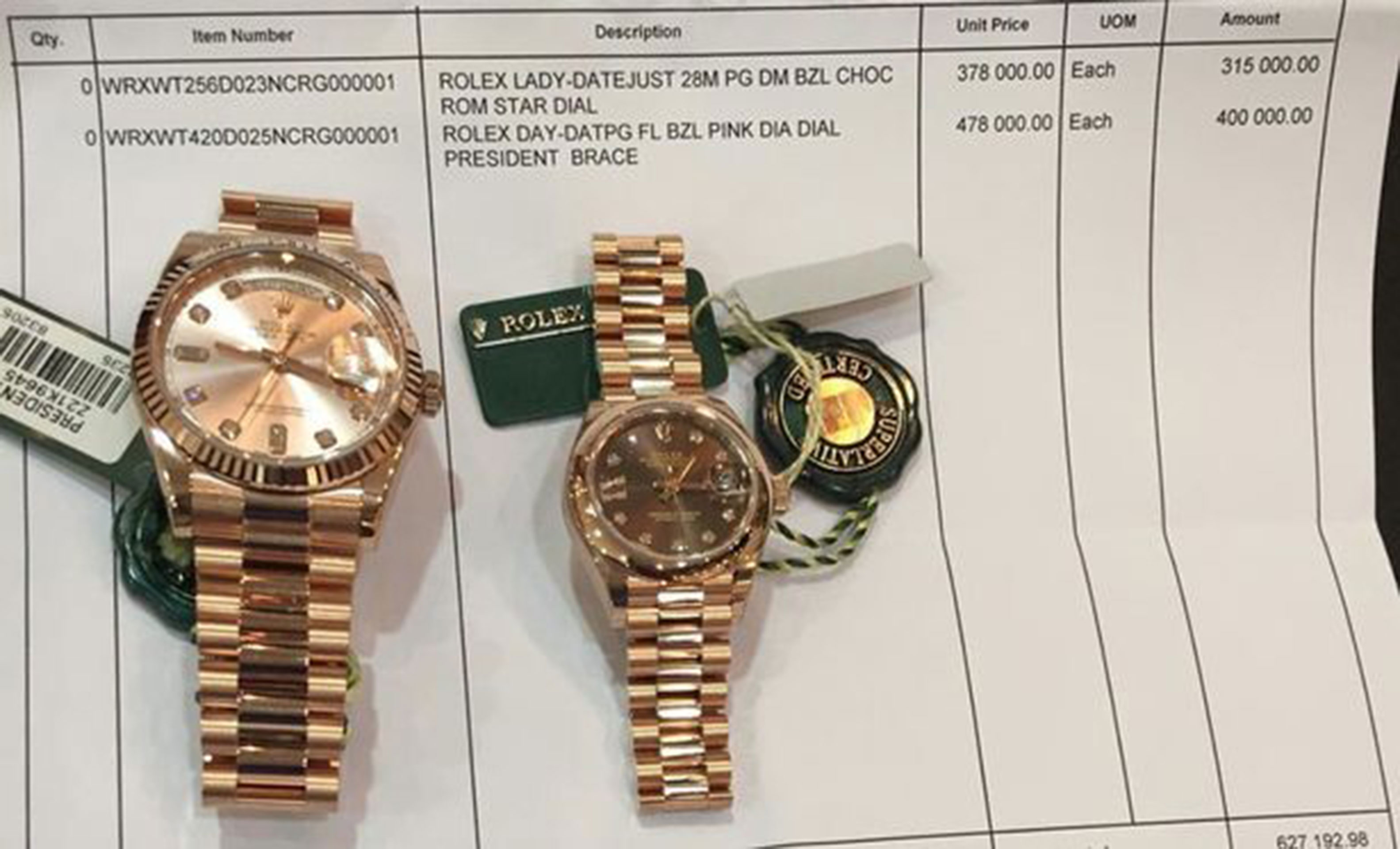 Una de las últimas compras de relojes de Chivayo