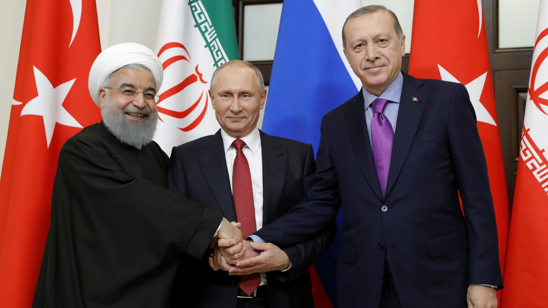 Los presidente de Irán, Rusia y Turquía en Sochi. (Reuters)