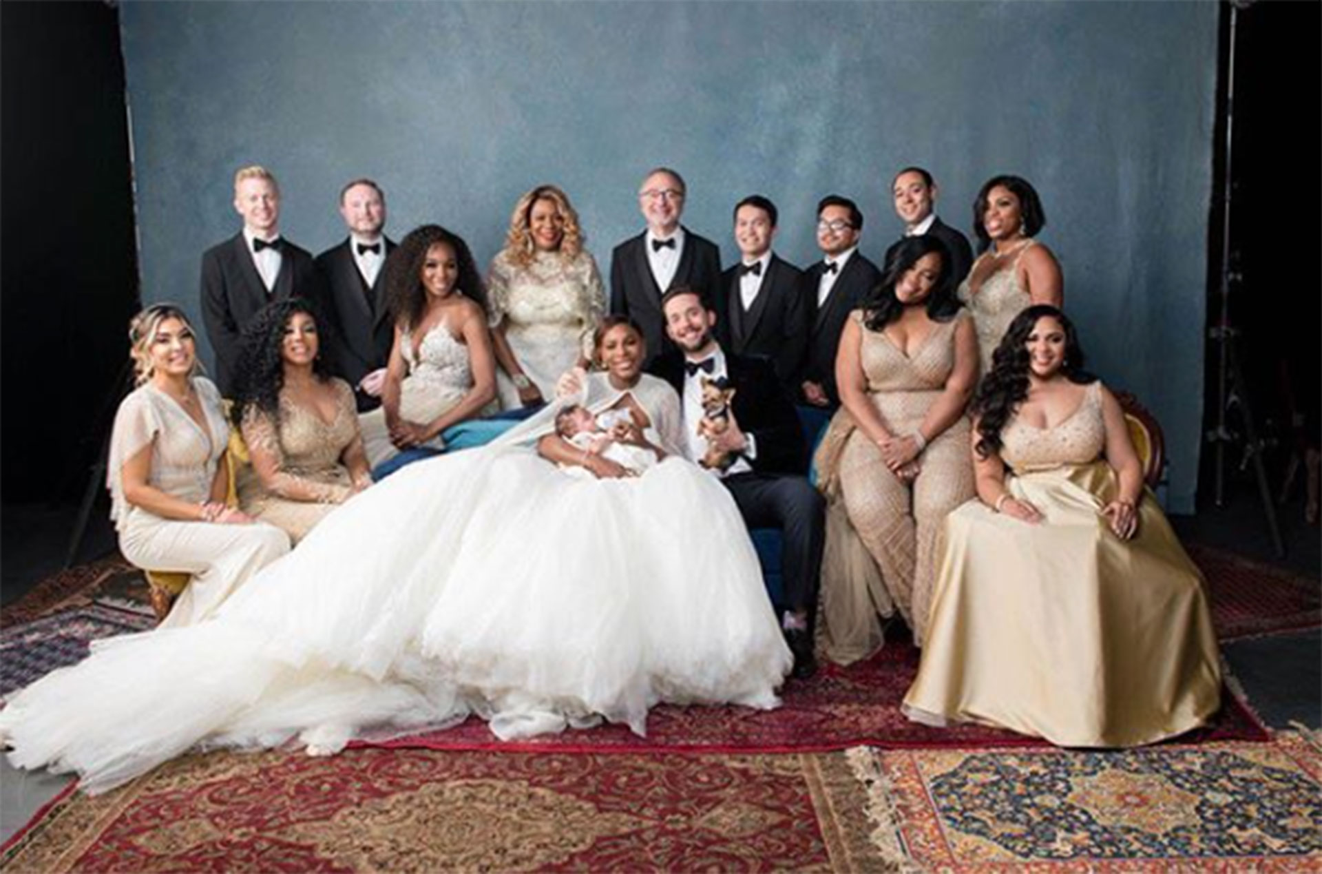 La lista de 200 invitados, incluyó familiares y celebridades amigas de la pareja como Beyoncé, Jay Z, Kim Kardashian, Eva Longoria y Anna Wintour.