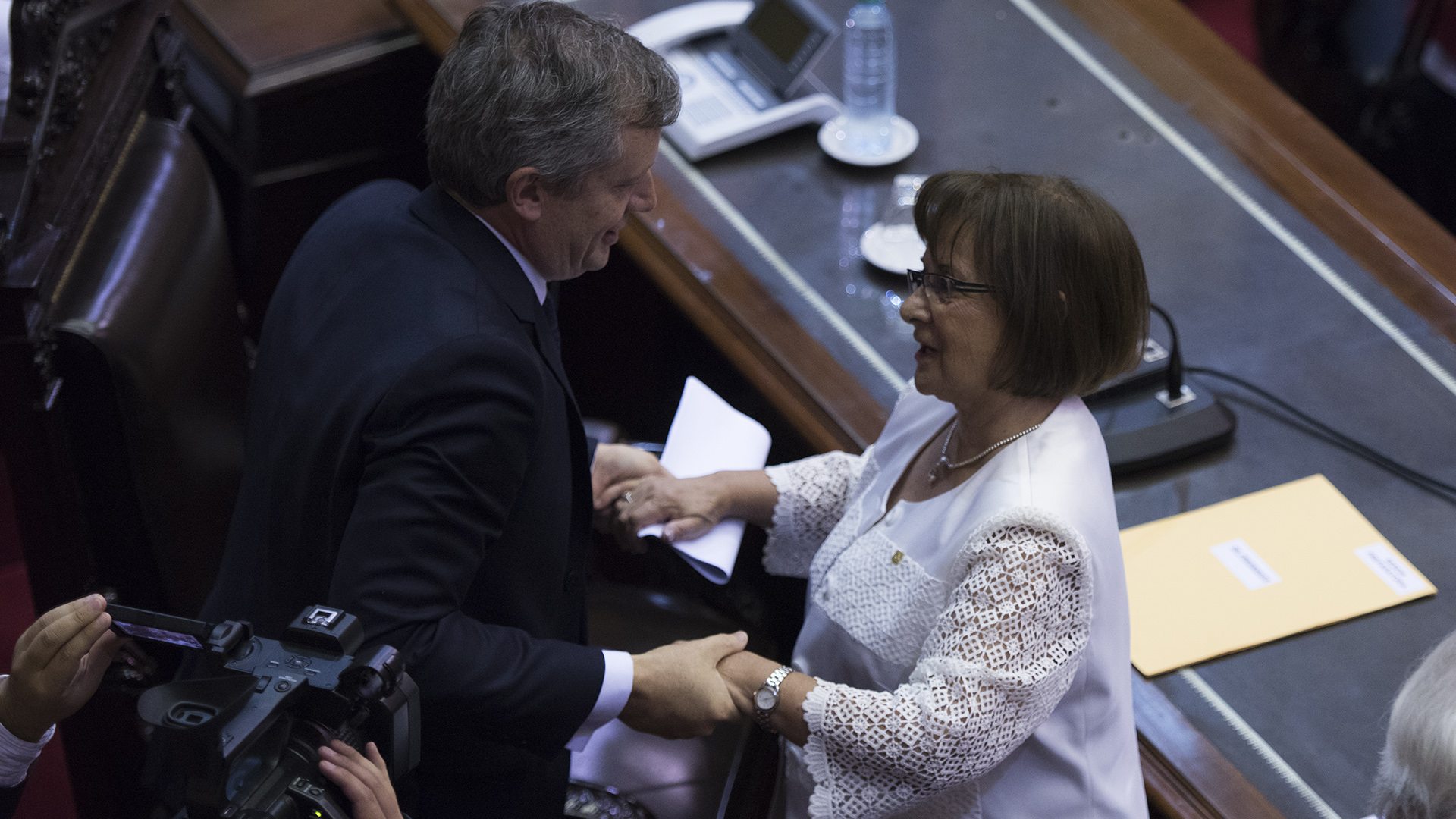 El presidente de la Cámara de Diputados Emilio Monzó y la diputada Mirta Pastoriza