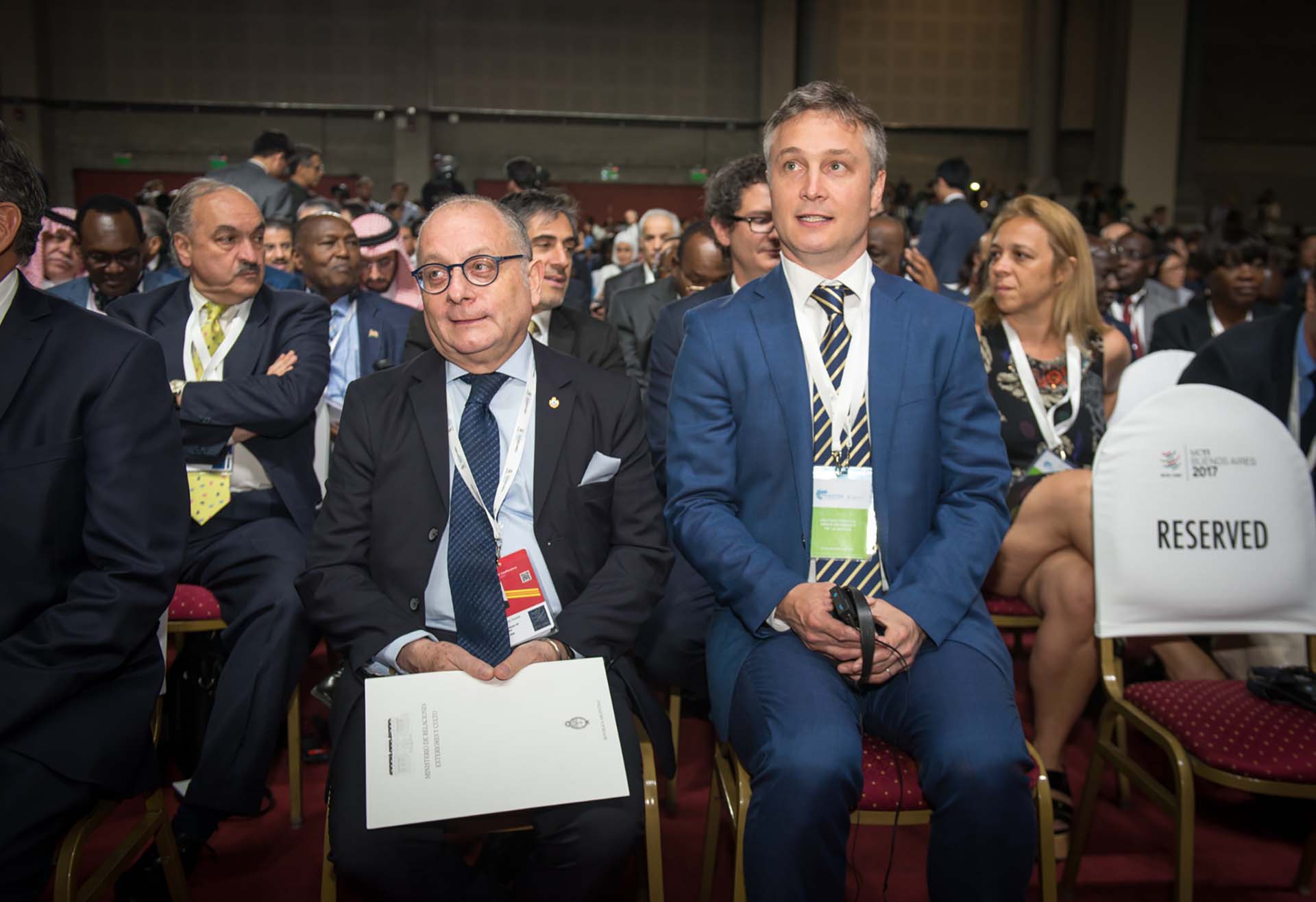 El canciller argentino, Jorge Faurie, y el secretario general de la Presidencia, Fernando De Andreis