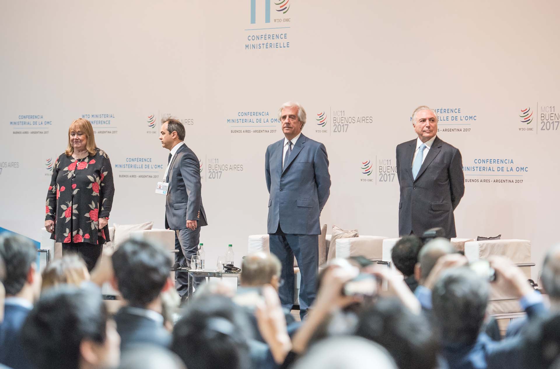 Susana Malcorra, Tabaré Vázquez y Michel Temer