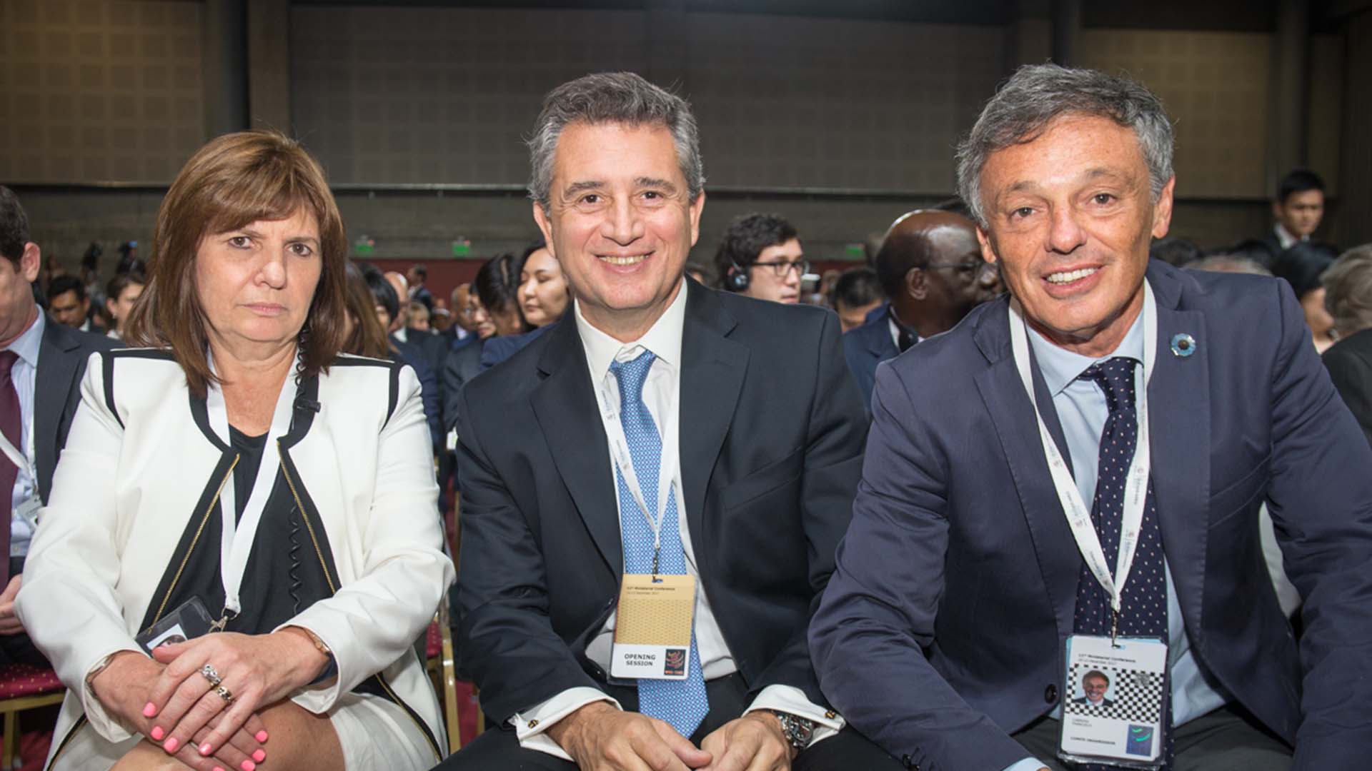 La ministra de Seguridad, Patricia Bullrich; el ministro de Agroindustria, Luis Miguel Etchevehere y el ministro de Producción, Francisco Cabrera