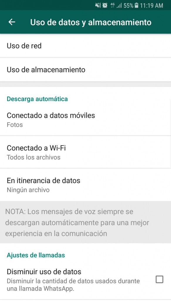 reducir consumo de datos whatsapp