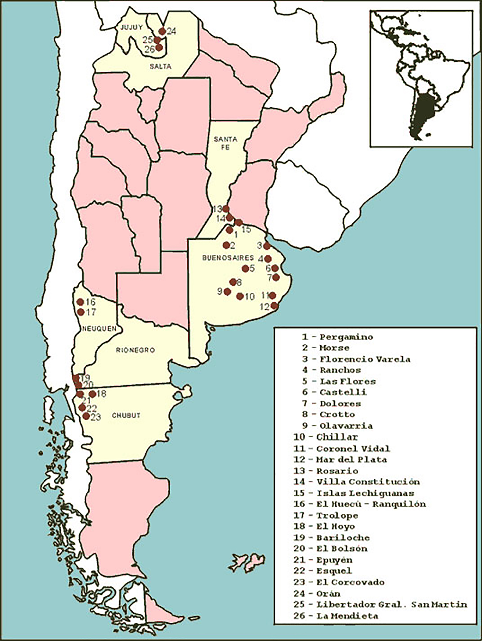 Situación epidemiológica de hantavirus en la Argentina.Distribución de casos notificados de hantavirus por departamentos. La provincia hasta el 2011 con más personas fallecidas es Entre Ríos. Fuente INEVH-ANLIS “Carlos G. Malbrán”, 2011.