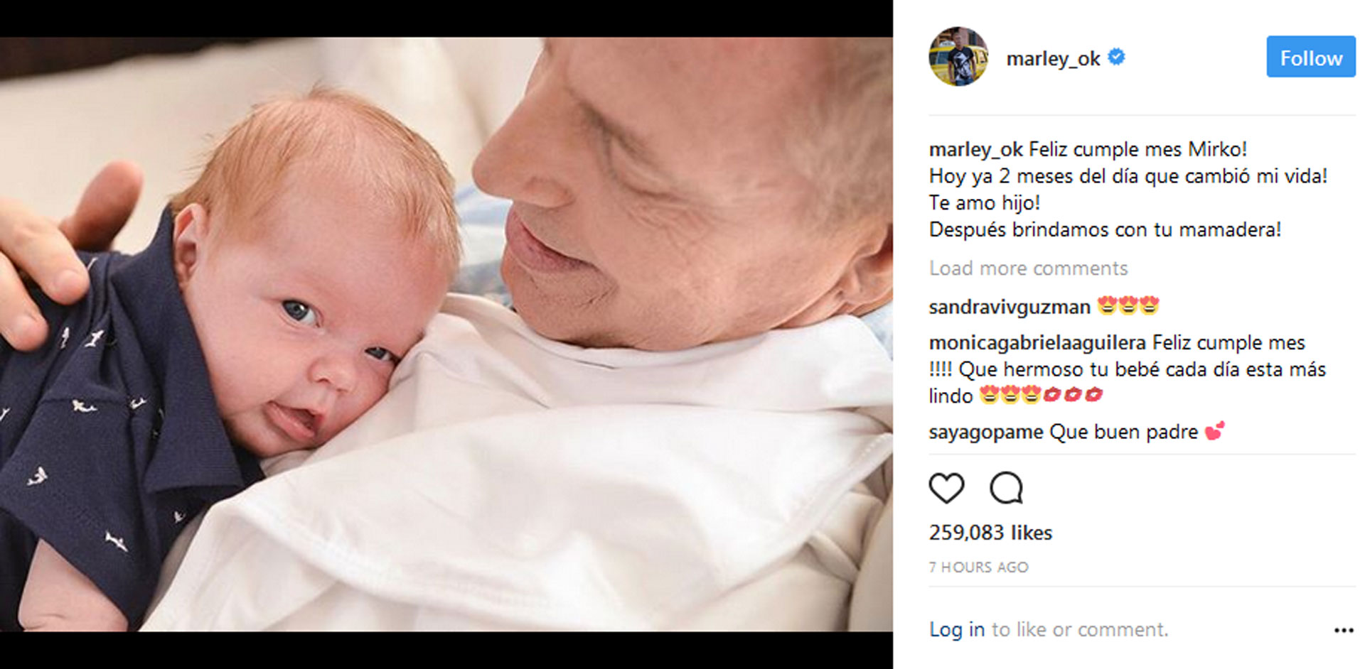 La dedicatoria del conductor a su hijo.