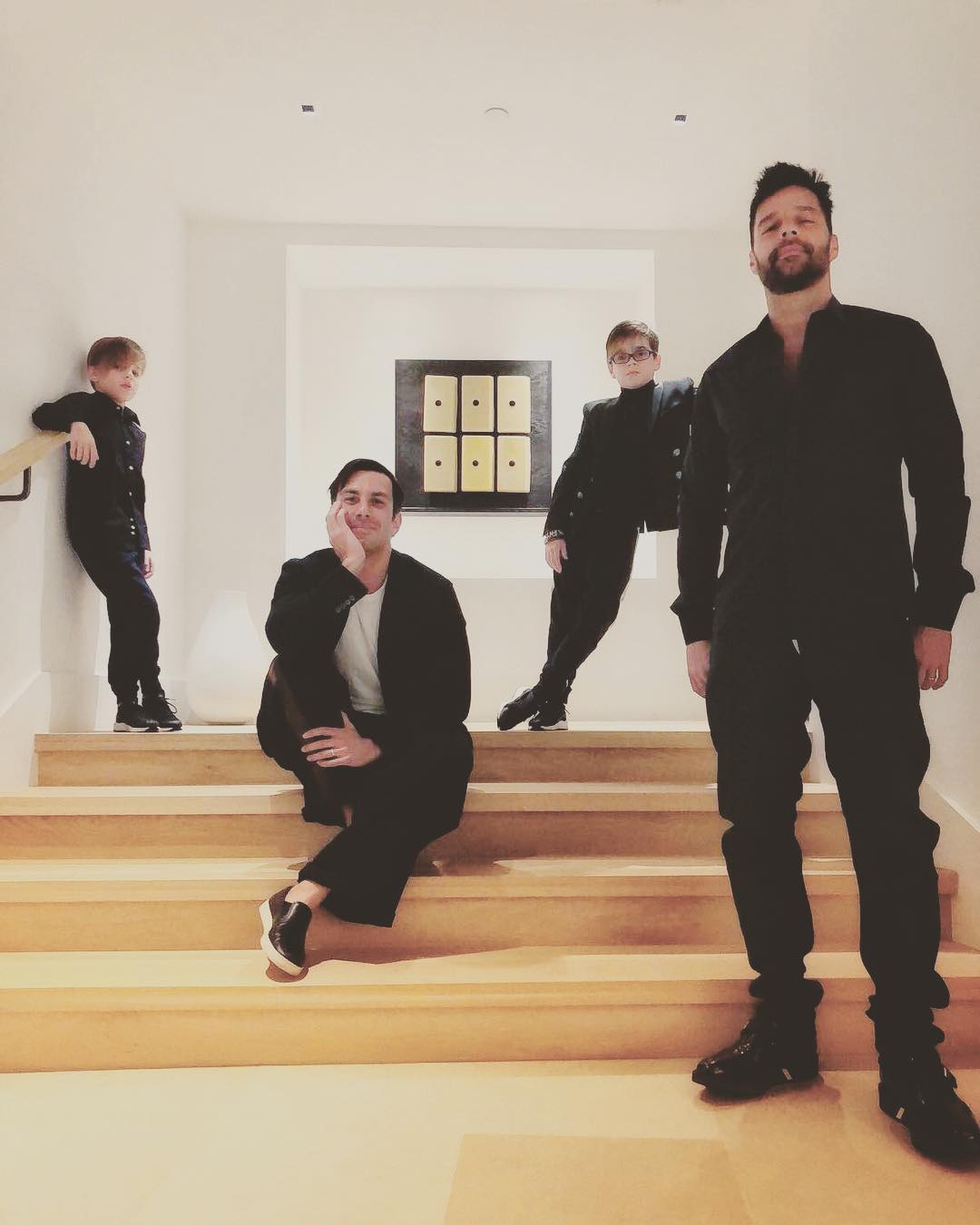 Ricky Martin con su esposo y sus hijos.