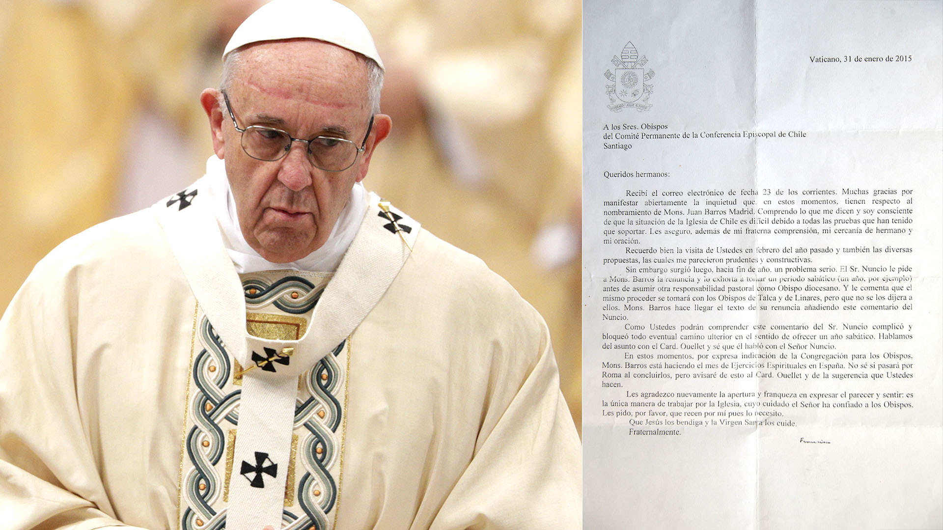 El papa Francisco y su carta (AP)