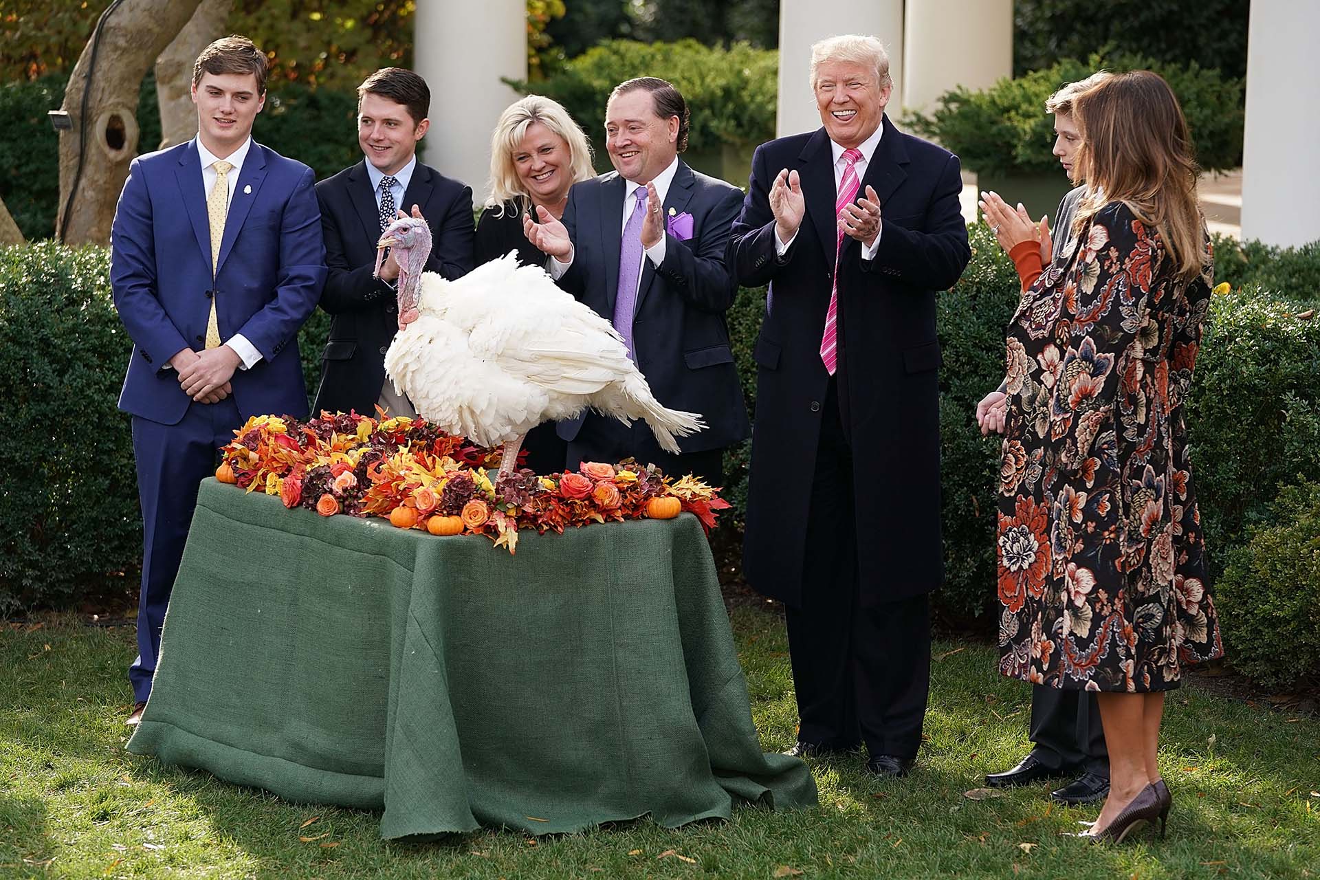 21/11/2017 Donald Trumop durante la tradicional ceremonia de perdón del pavo en la Ca Blanca, previa al Día de Acción de Gracias.