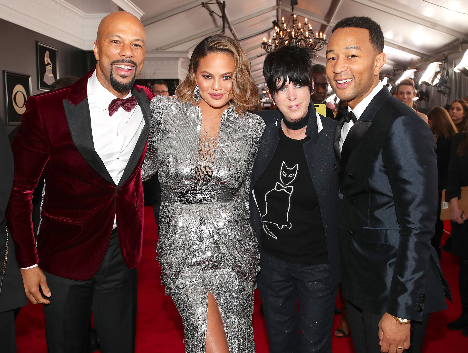 Common, Chrissy Teigen, Diane Warren y John Legend (Christopher Polk/Getty Images para NARAS)