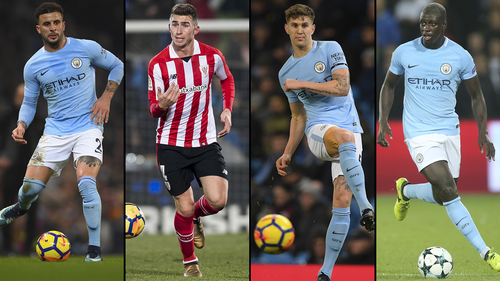 Walker, Laporte, Stones y Mendy, la defensa de lujo de Guardiola (Getty)