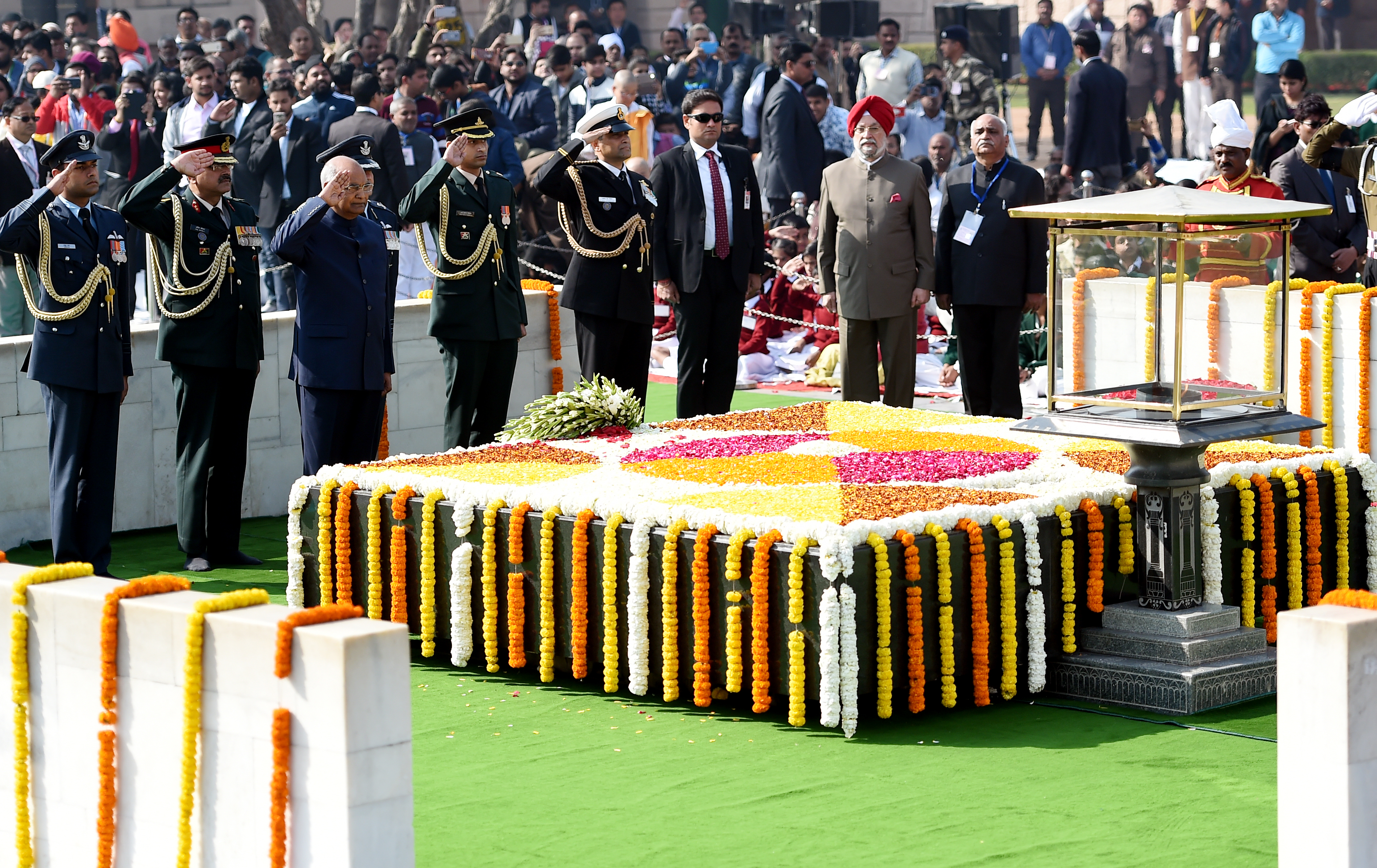 El presidente indio Ram Nath Kovind en el homenaje en Nueva Delhi (AFP)