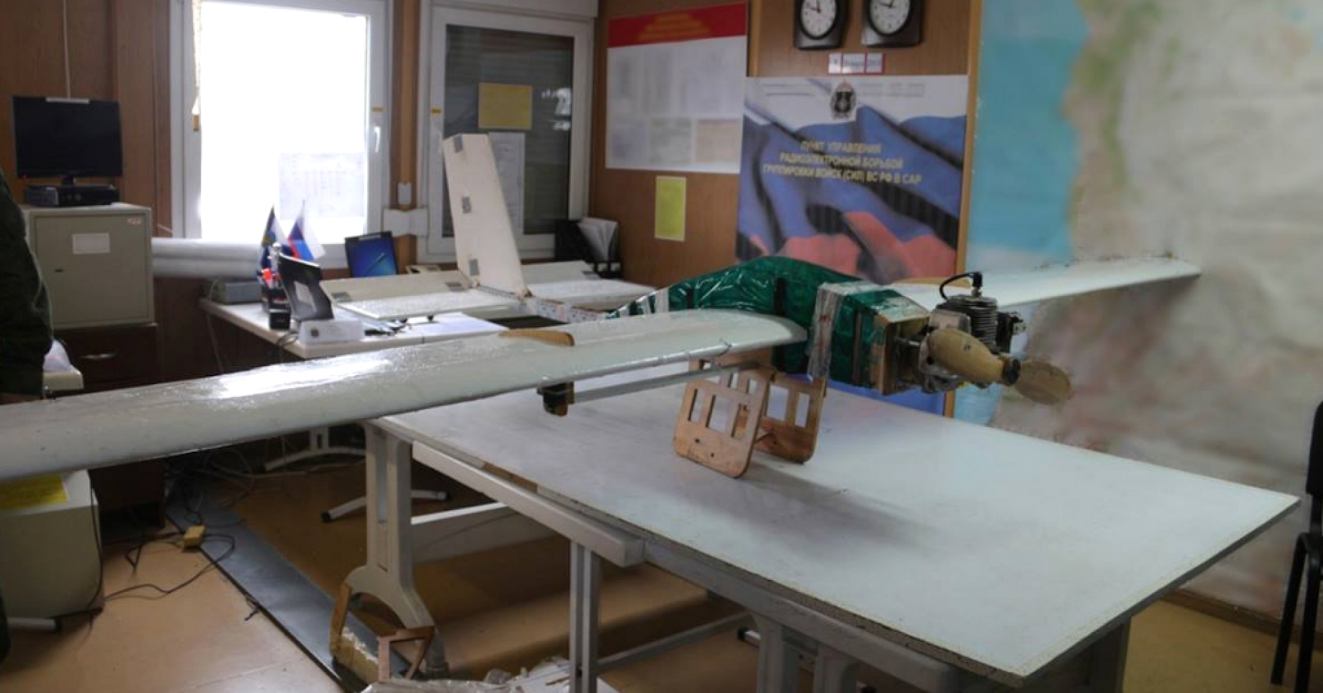 Uno de los 13 drones caseros que atacaron la base naval de Rusia en Siria a principios de enero (Ministerio de Defensa de Rusia)