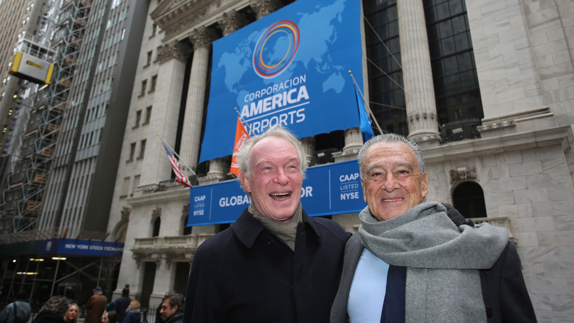 Maximo Bomchil y Eduardo Eurnekian en la Bolsa de Nueva York.