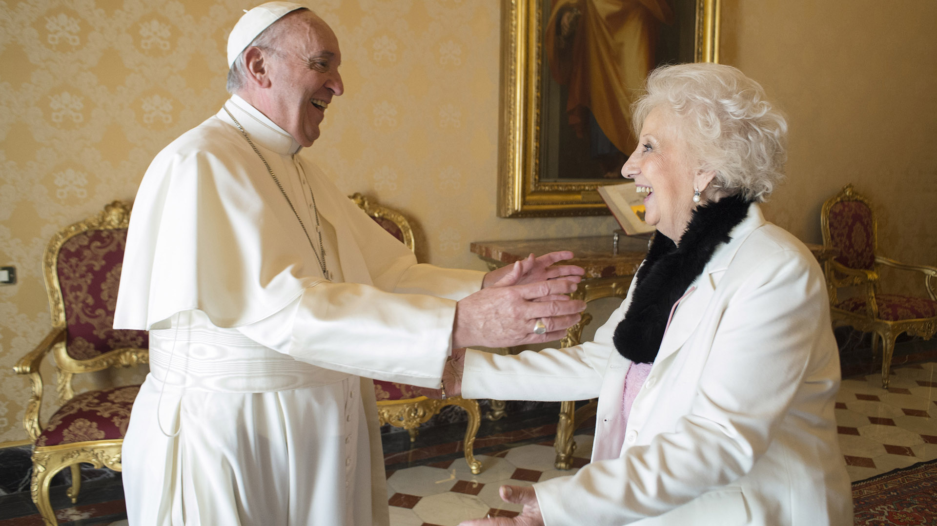 8 de febrero de 2018. El papa Francisco recibió en audiencia privada a la titular de Abuelas de Plaza de Mayo, Estela de Carlotto.