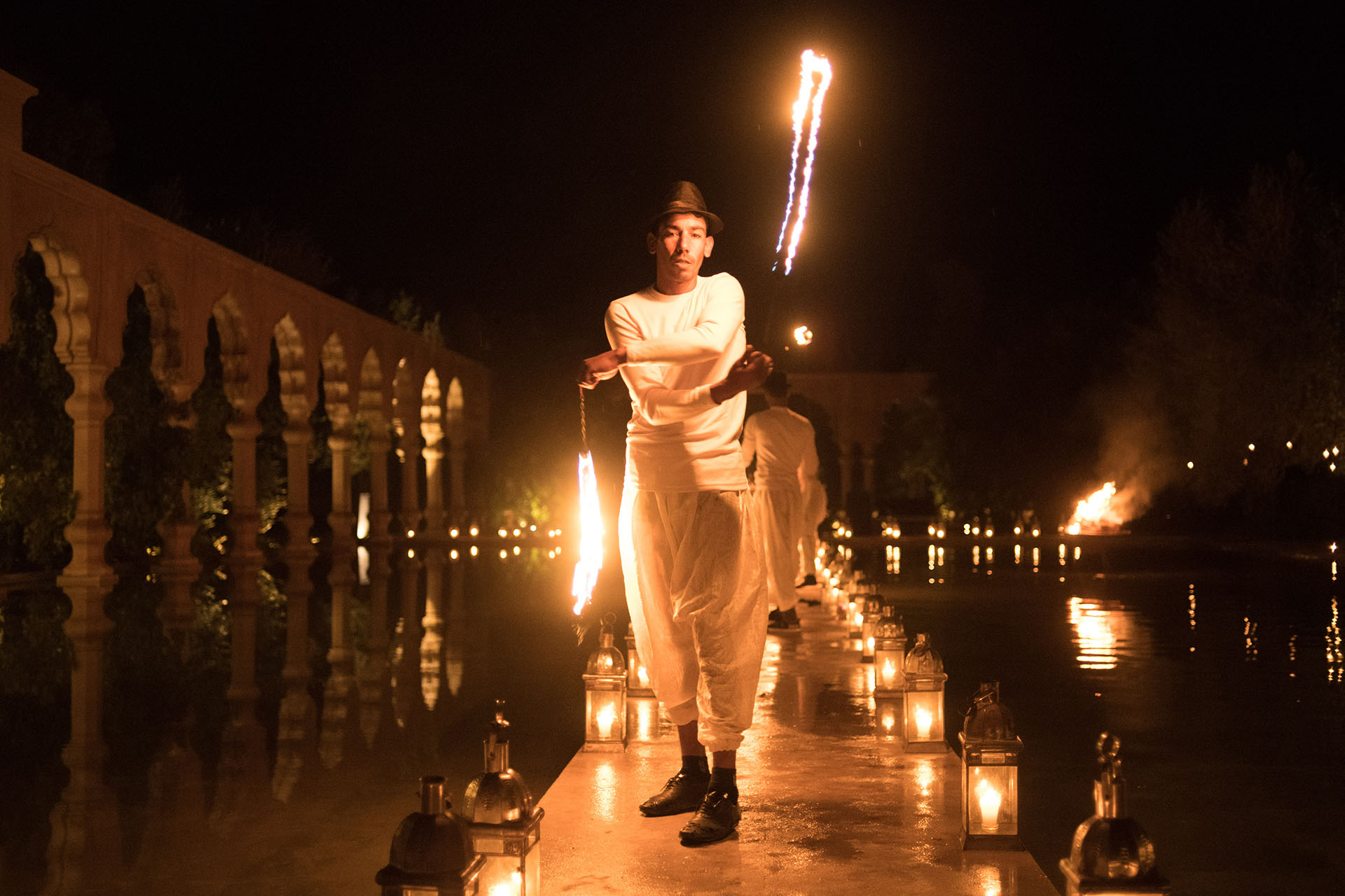 Los shows con fuego estuvieron presentes en casi todos los festejos