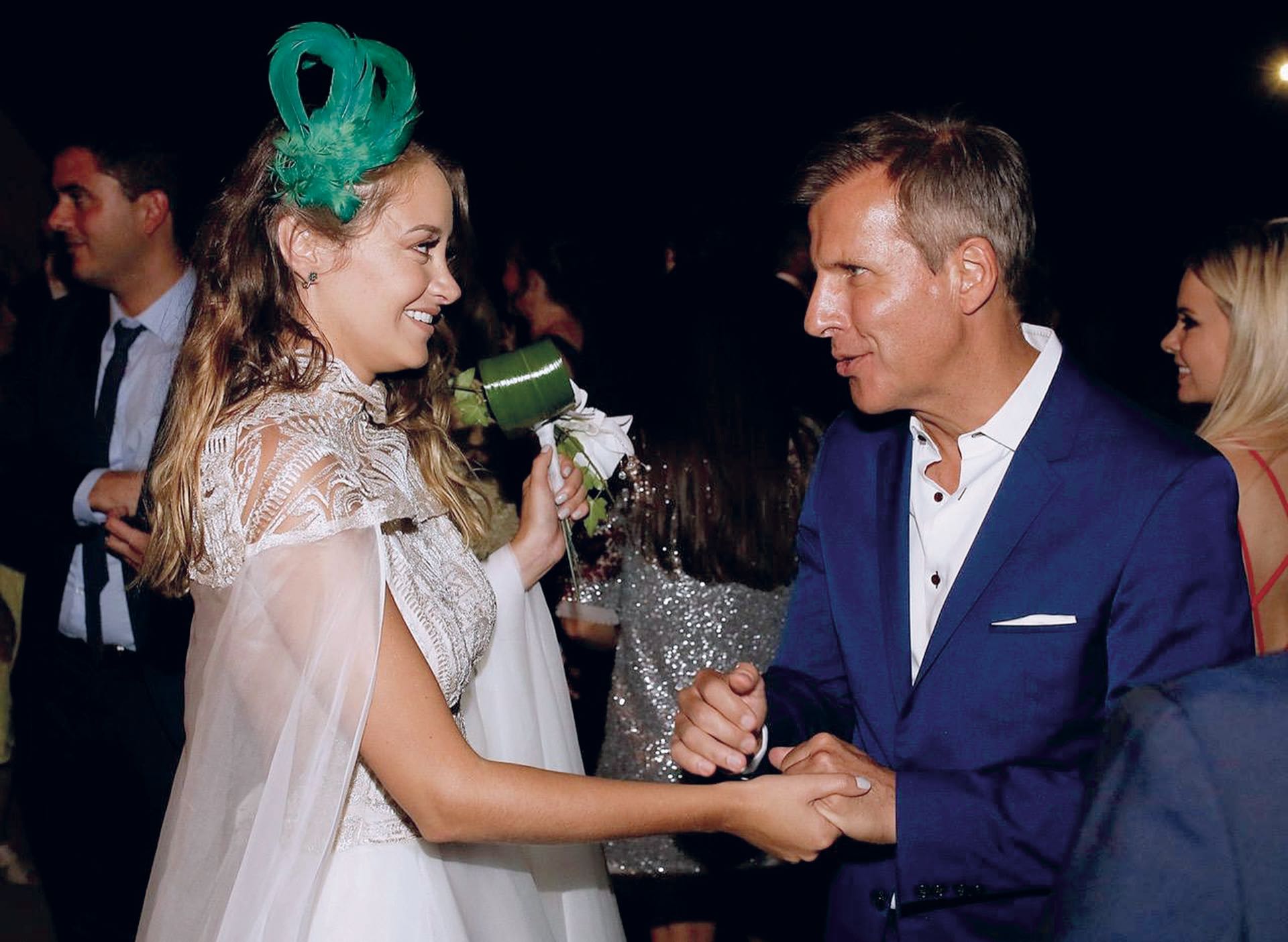 La novia, Melina Gadano, con Martín Redrado, que asistió solo. (Foto Marcelo Espinosa/GENTE)