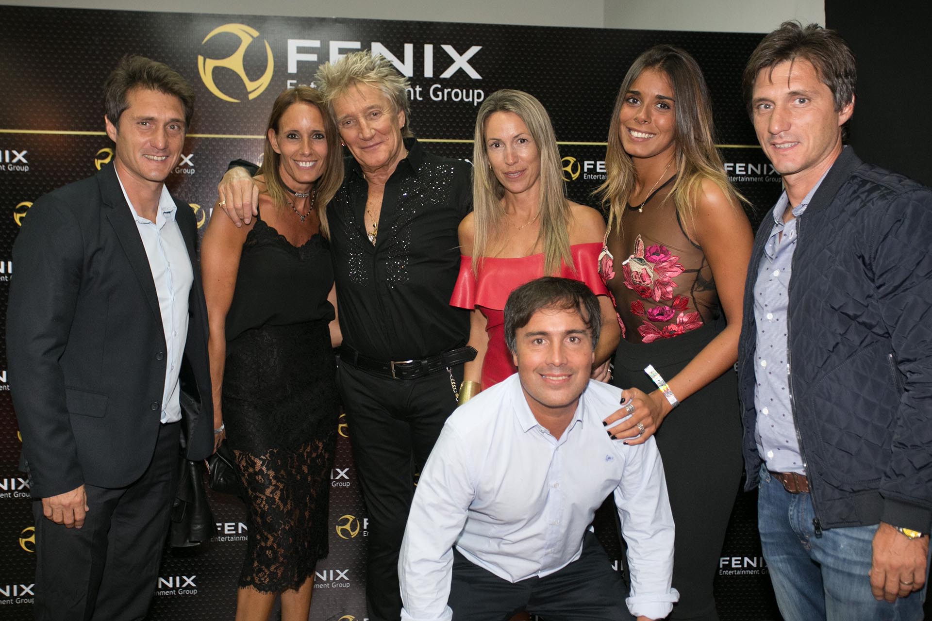 Guillermo y Gustavo Barros Schelotto en el meet & greet con Rod Stewart