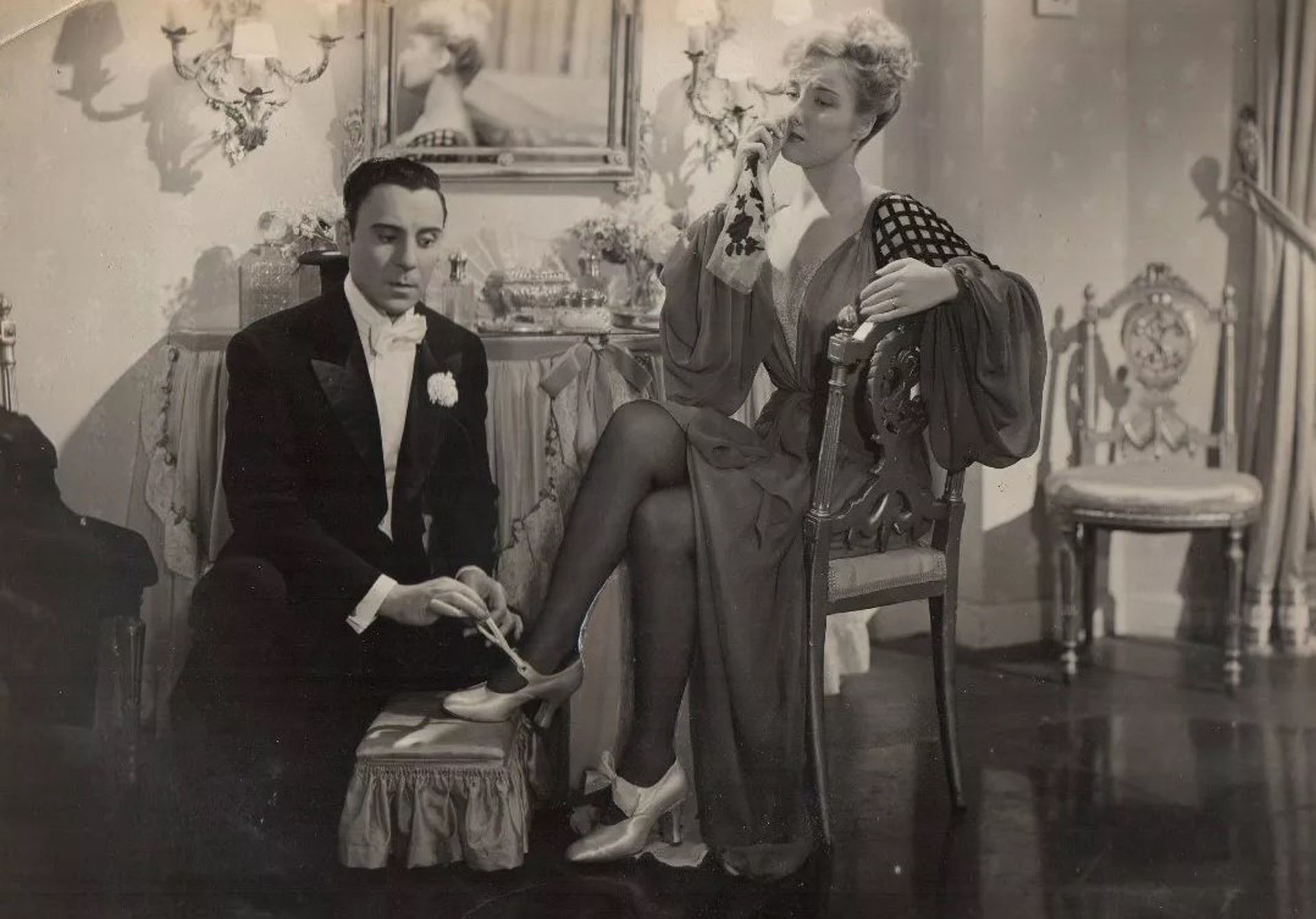 Durante el rodaje de “La casta Susana” (1944), con Juan Carlos Thorry