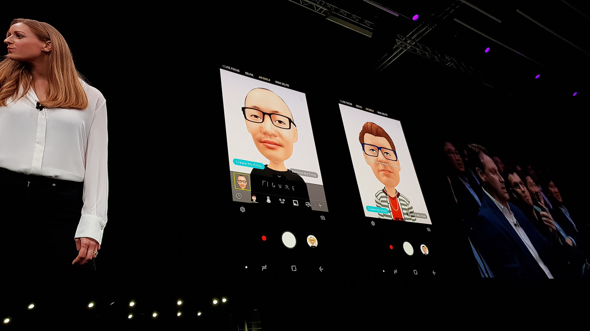 Un ejemplo de emojis personalizados que se pueden crear con realidad aumentada, una moderna función de la cámara del Galaxy S9. La herramienta analiza la foto del usuario e identifica más de 100 rasgos faciales para crear un emoji en 3D