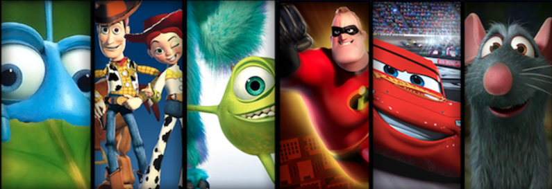 A Bugs Life, Toy Story, Monsters Inc., The Incredibles, Cars y Ratatouille.