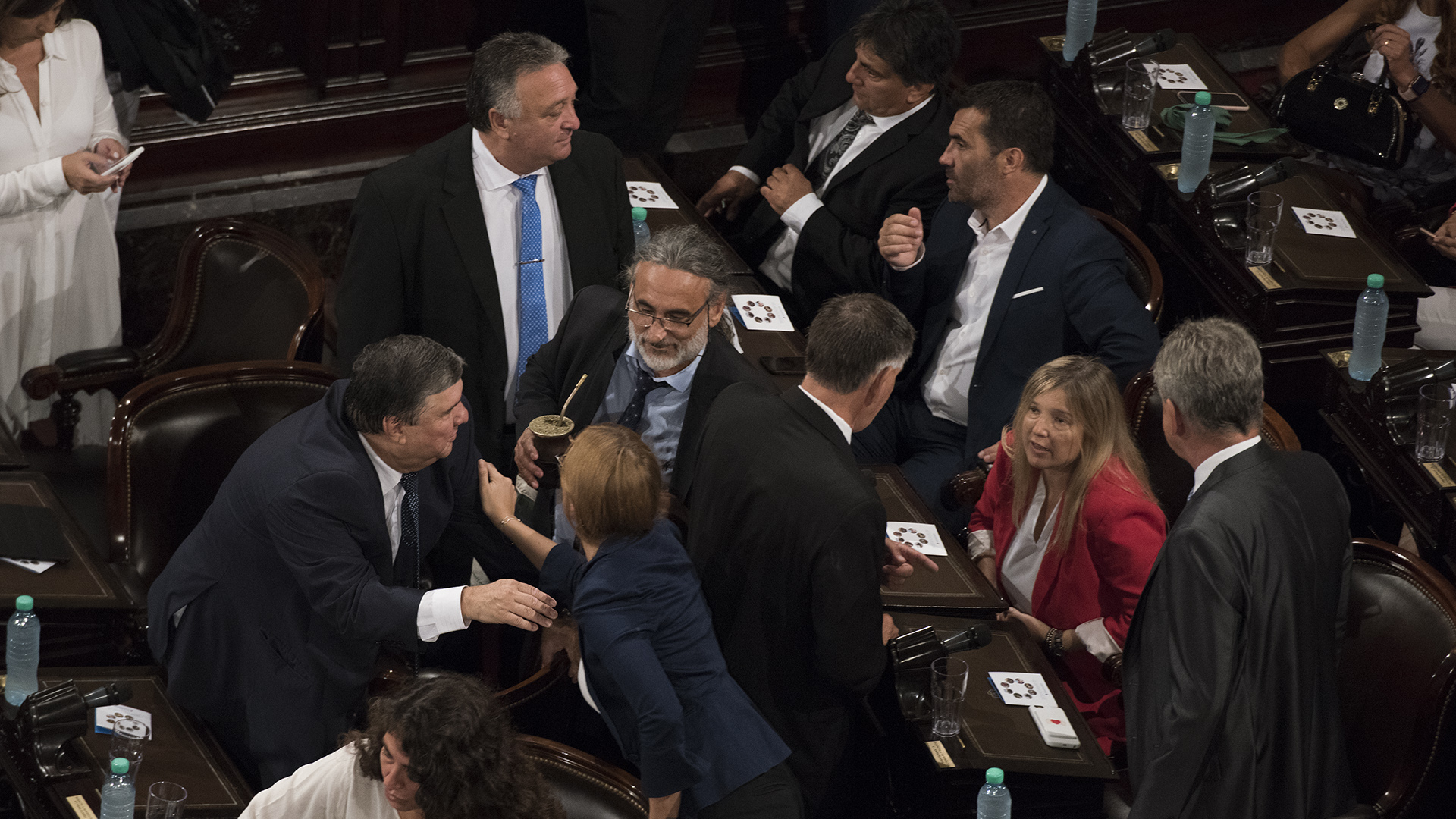 La bancada kirchnerista antes del discurso de Macri