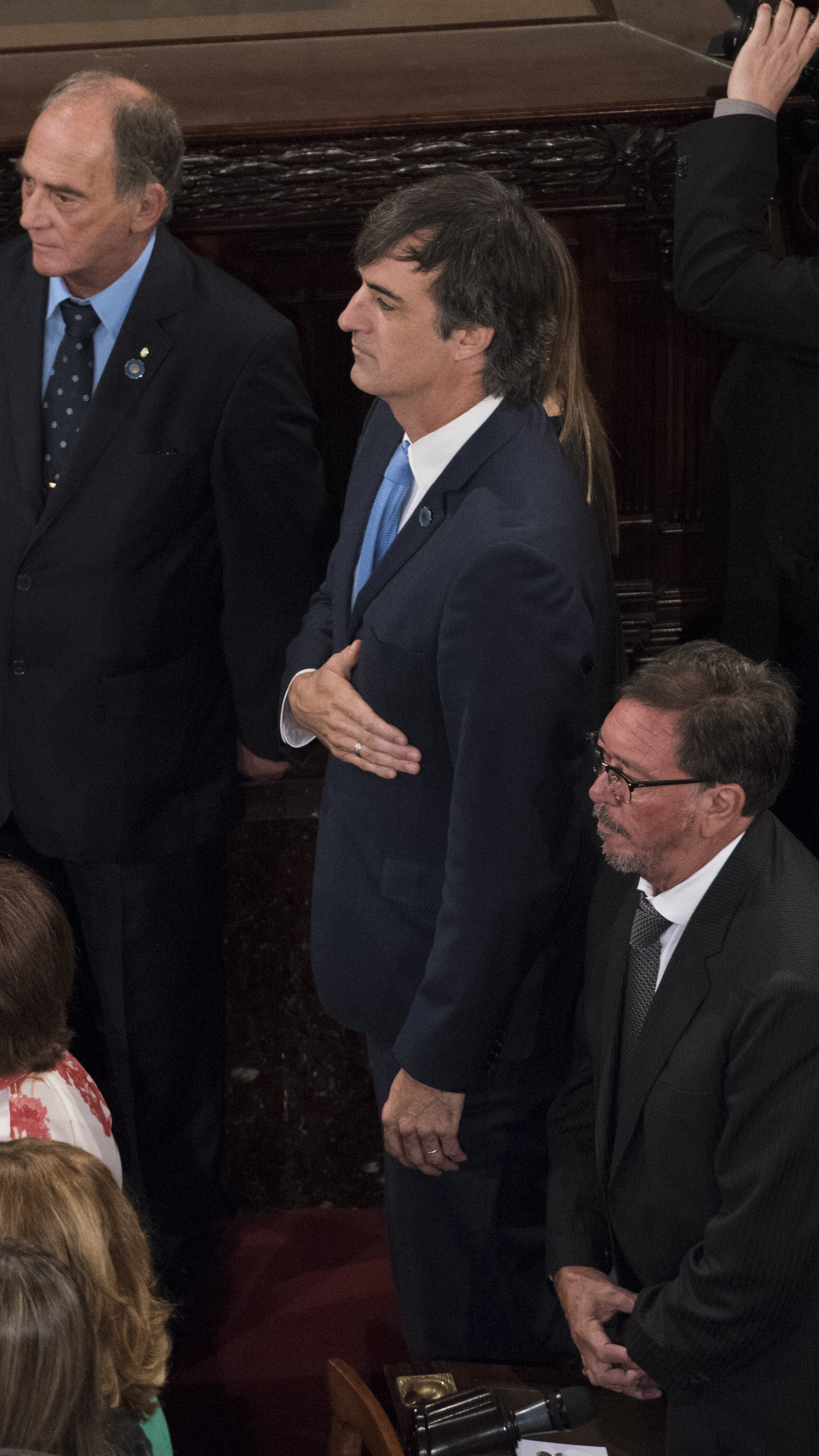 Esteban Bullrich durante la entonación del himno