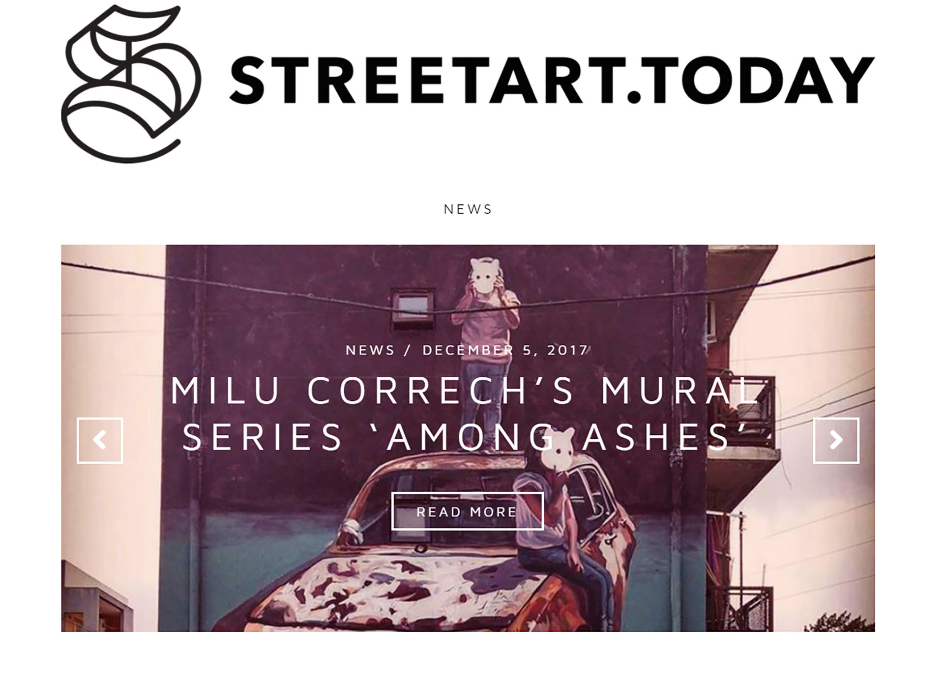 Todavía la portada de la web holandesa muestra la obra de Milu Correch entre sus destacadas