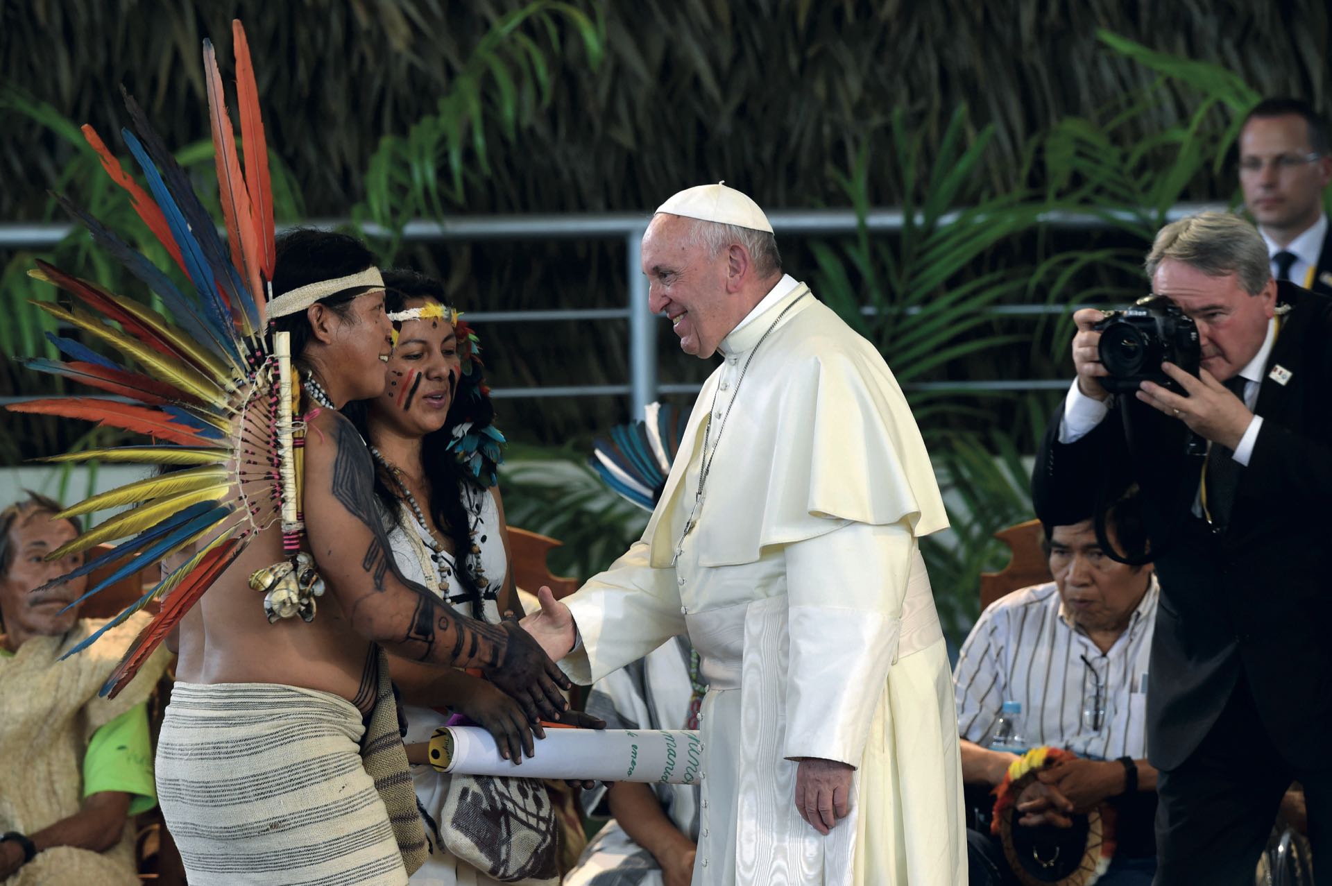 21 de enero de 2018: el papa Francisco se reunió con indígenas en la selva de Perú