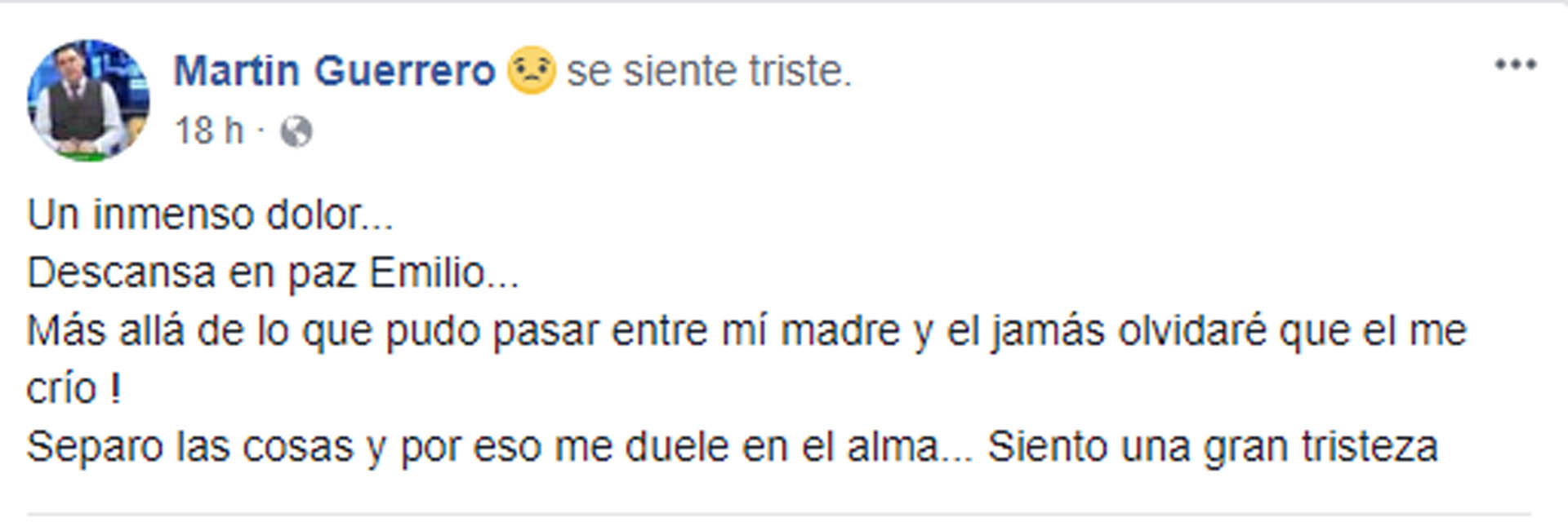 El mensaje que escribió Martín Guerrero el día de la muerte de Emilio Disi