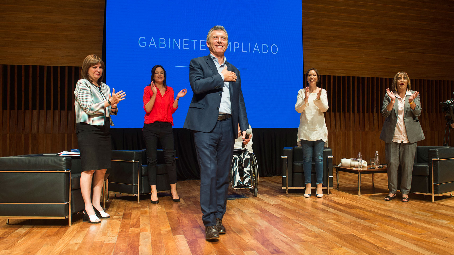 Mauricio Macri en marzo, en la primera reunión de gabinete ampliado de mujeres, en el CCK (Foto: Prensa Presidencia)