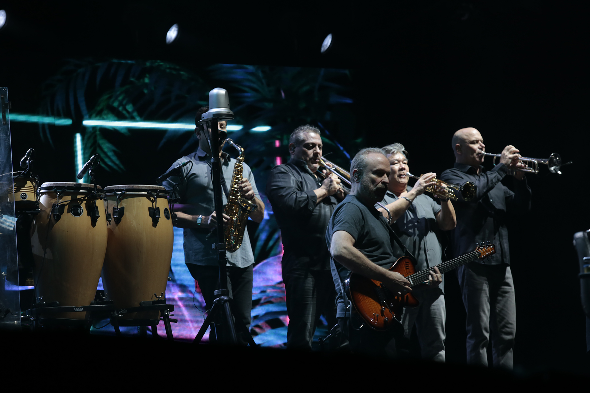 El artista de 67 años estuvo acompañado por 13 músicos, incluido su hijo Nicholas